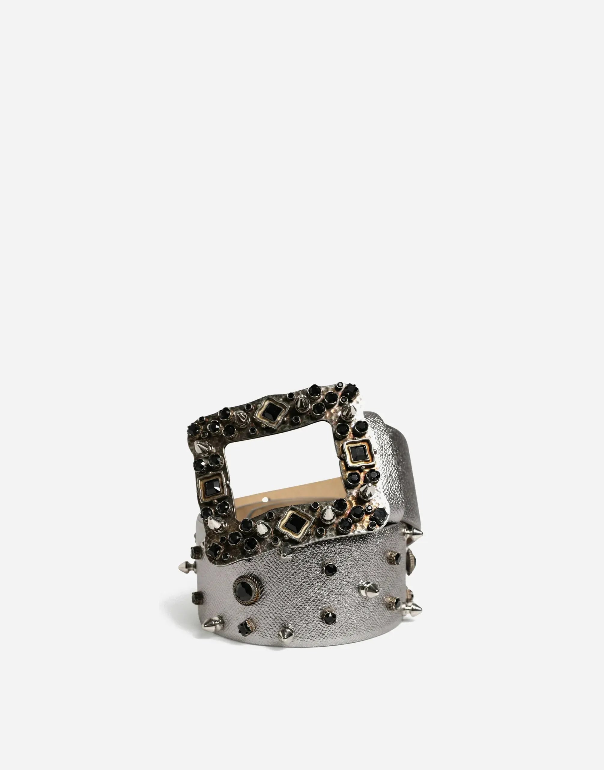 Dolce & Gabbana Silver Studded Leather Belt