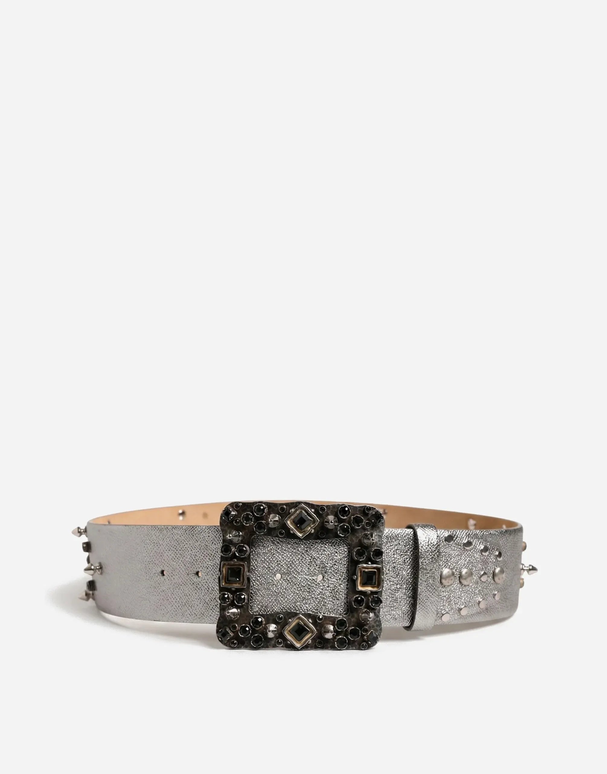 Dolce & Gabbana Silver Studded Leather Belt | Sendegaro