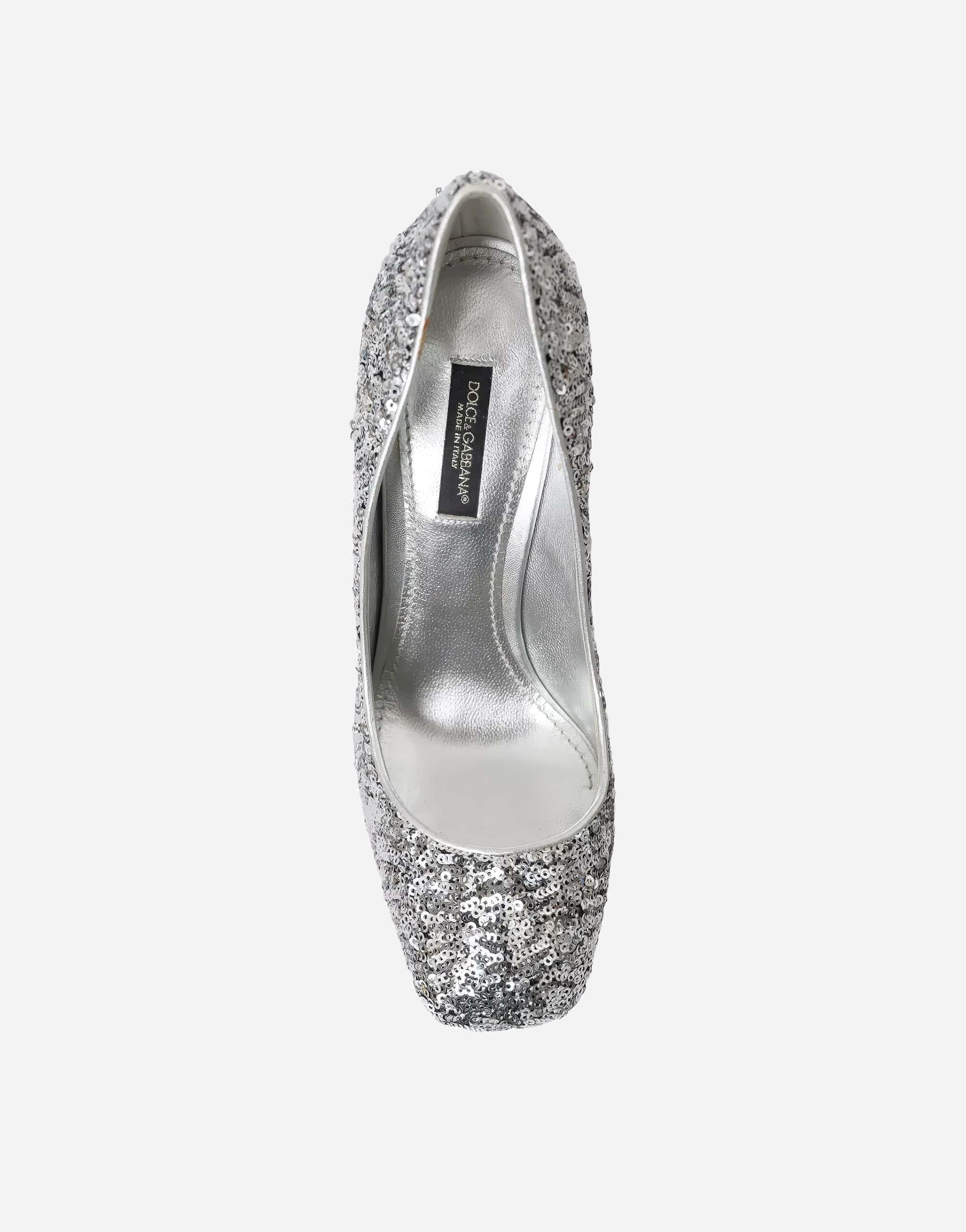 Dolce & Gabbana Silver Vally Sequins Pumps