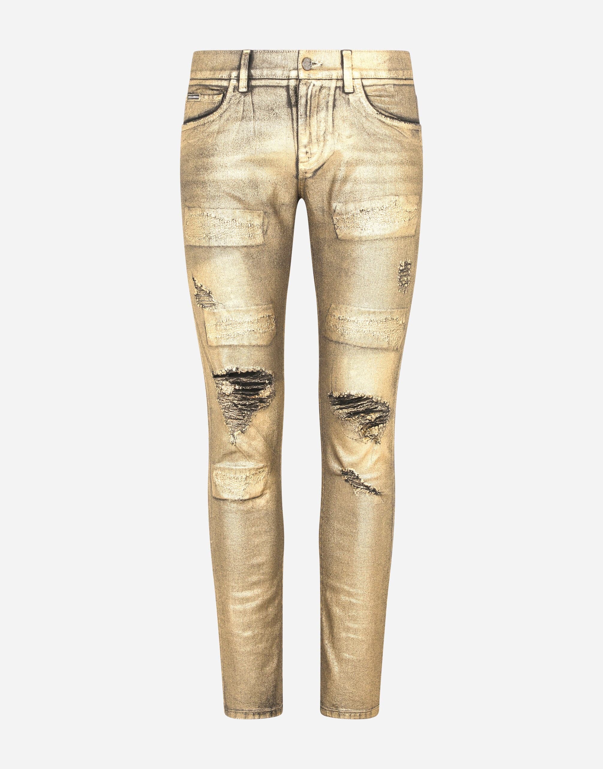 Dolce & Gabbana Skinny Jeans With Gold Coating