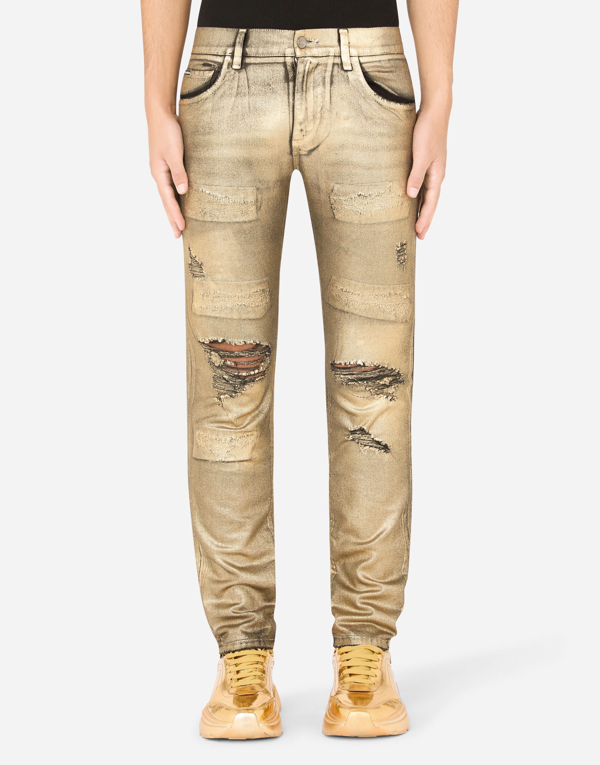 Dolce & Gabbana Skinny Jeans With Gold Coating