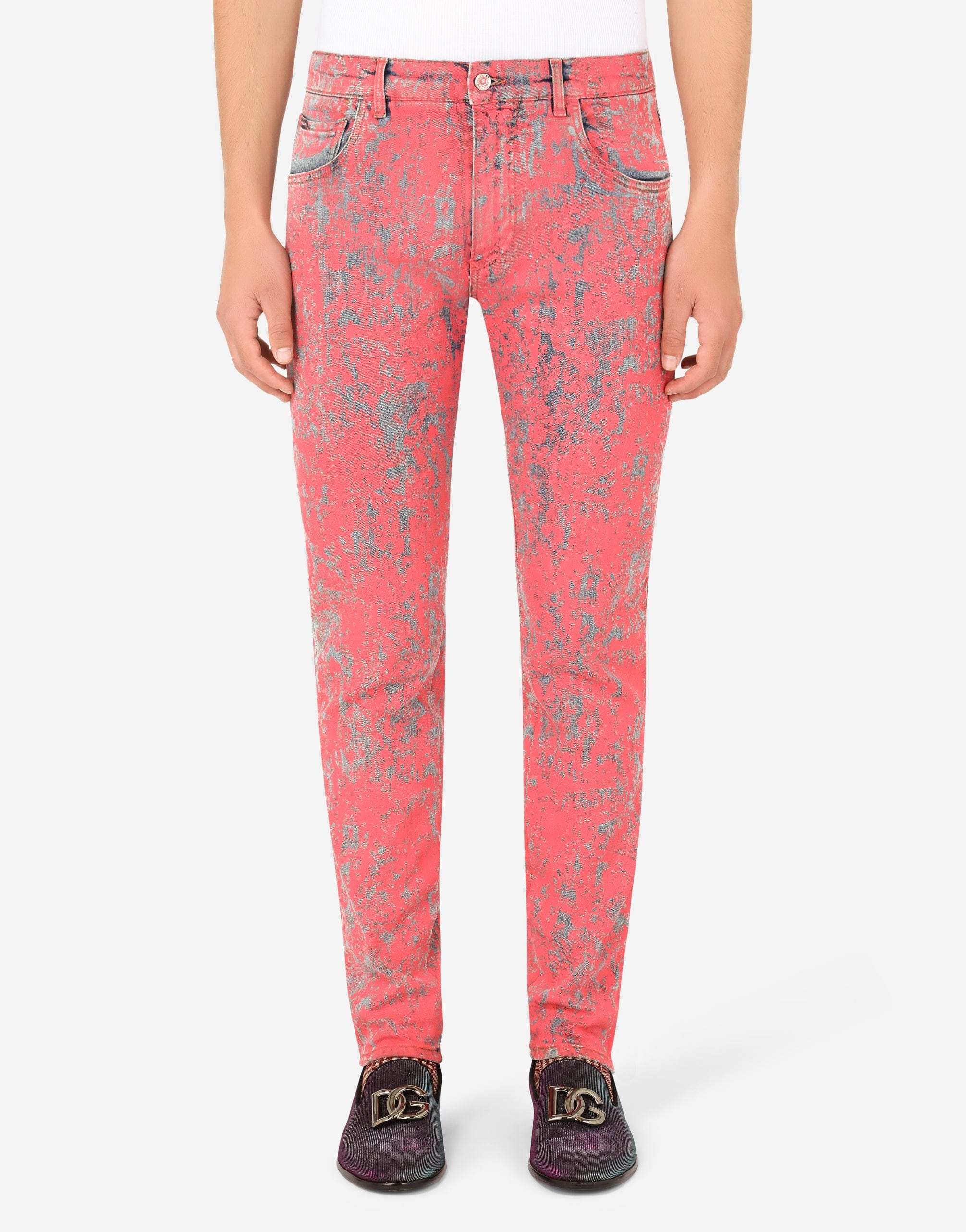 Dolce & Gabbana Slim-Fit Stretch Jeans With Marbled Print