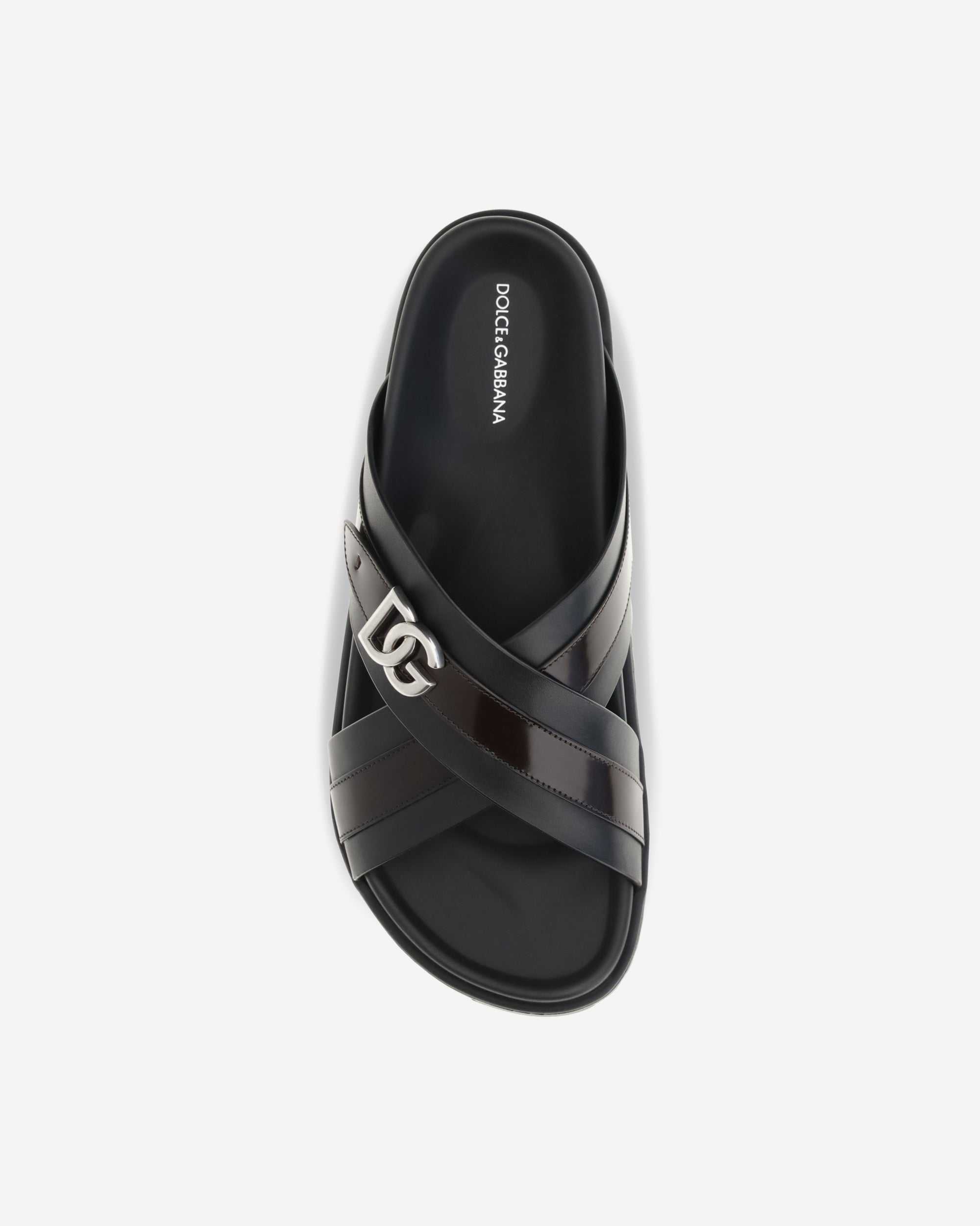 Dolce & Gabbana Smooth Calf Leather Slide Sandals