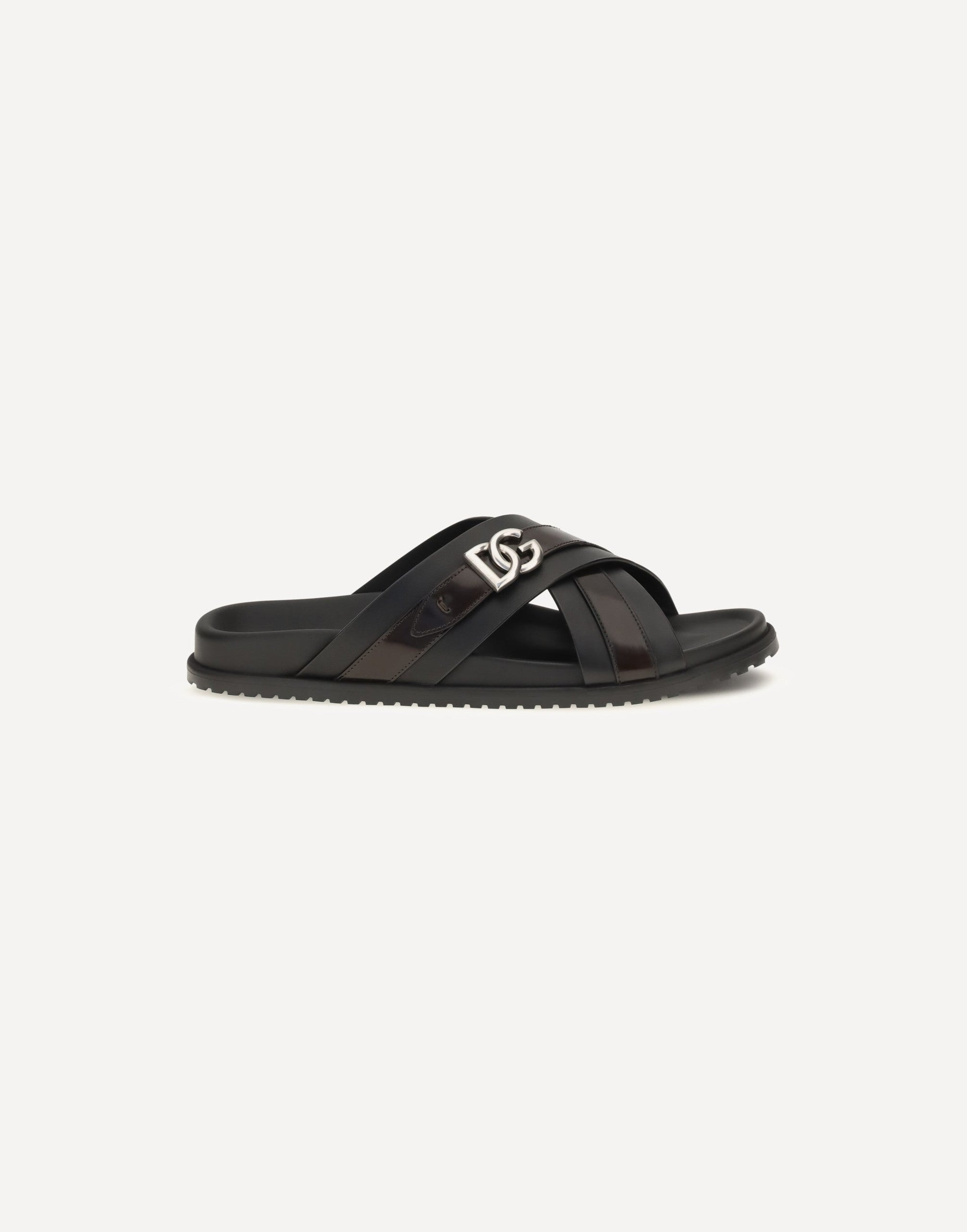 Dolce & Gabbana Smooth Calf Leather Slide Sandals