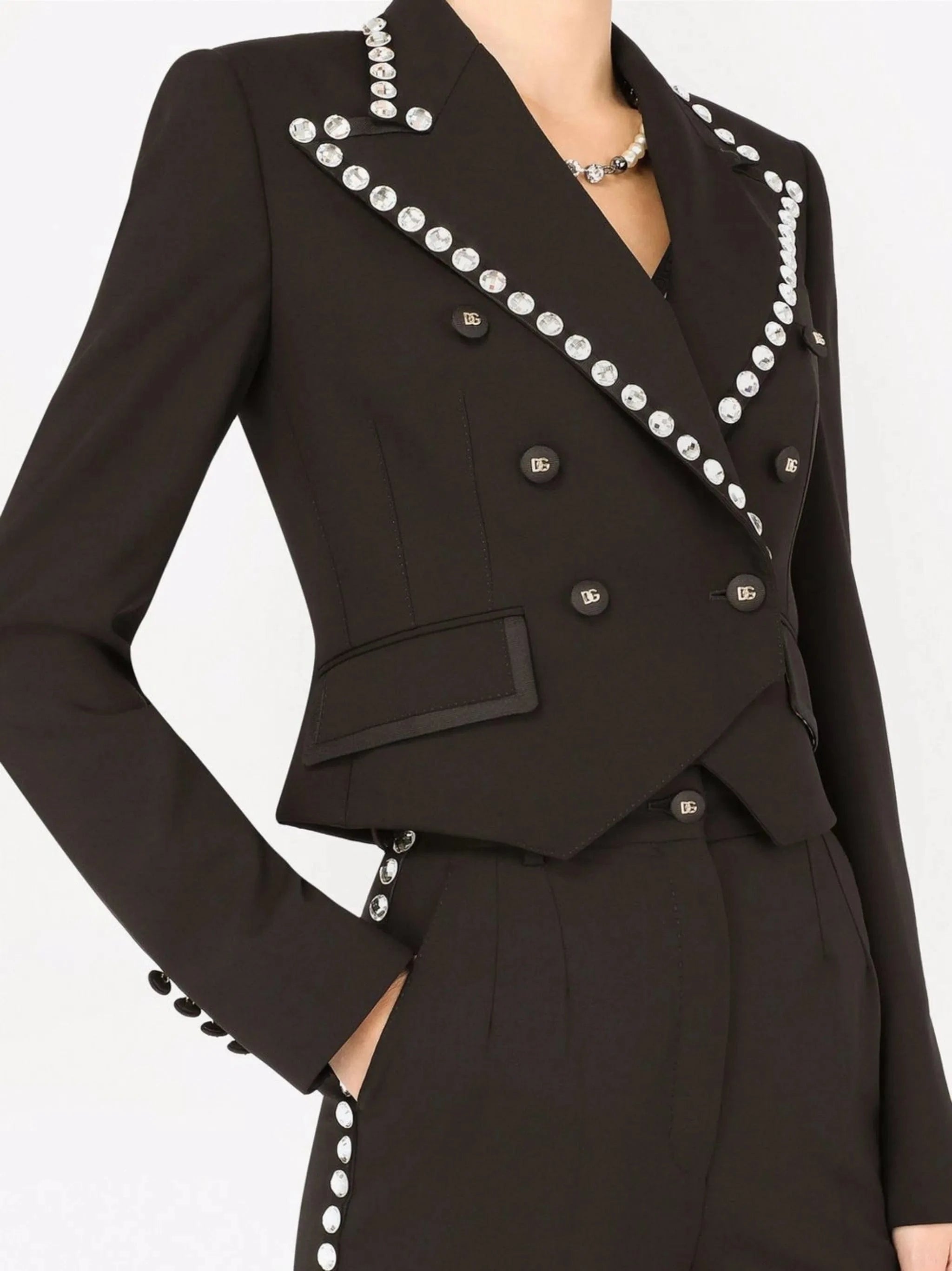 Dolce & Gabbana Spencer Crystal-Embellished Wool Jacket