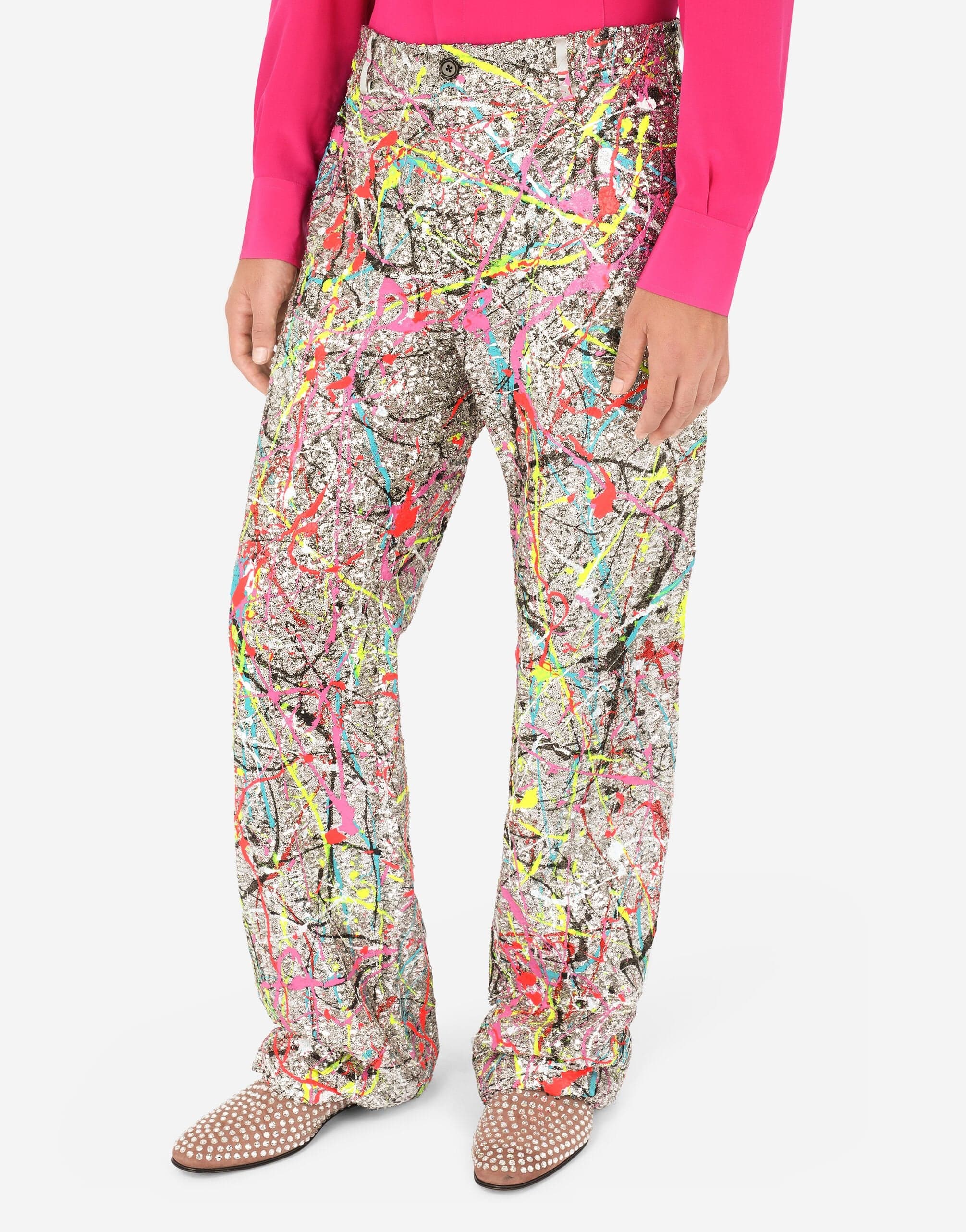 Dolce & Gabbana Splash Print Sequined Pants