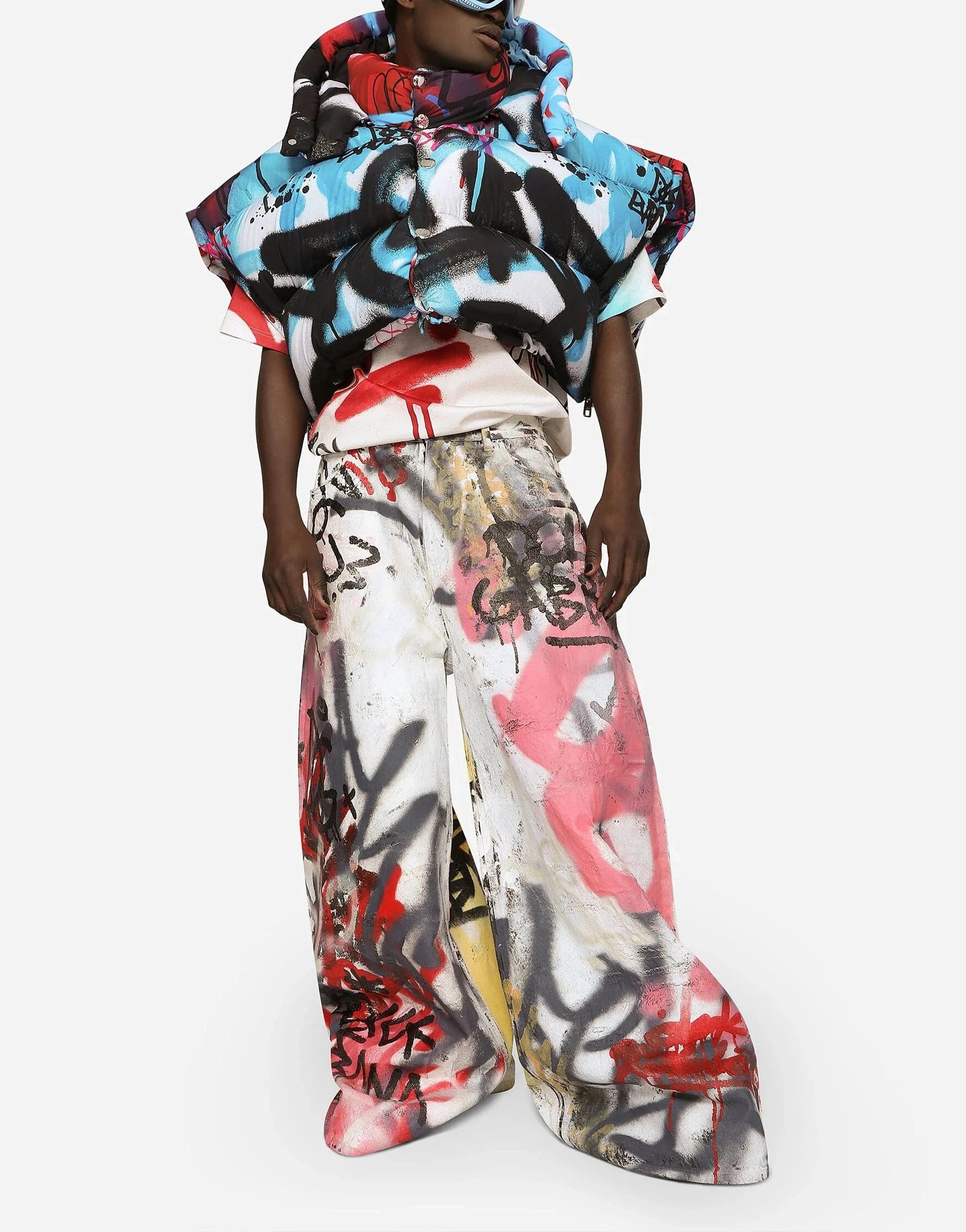 Dolce & Gabbana Spray-Paint Graffiti Print Cotton T-Shirt