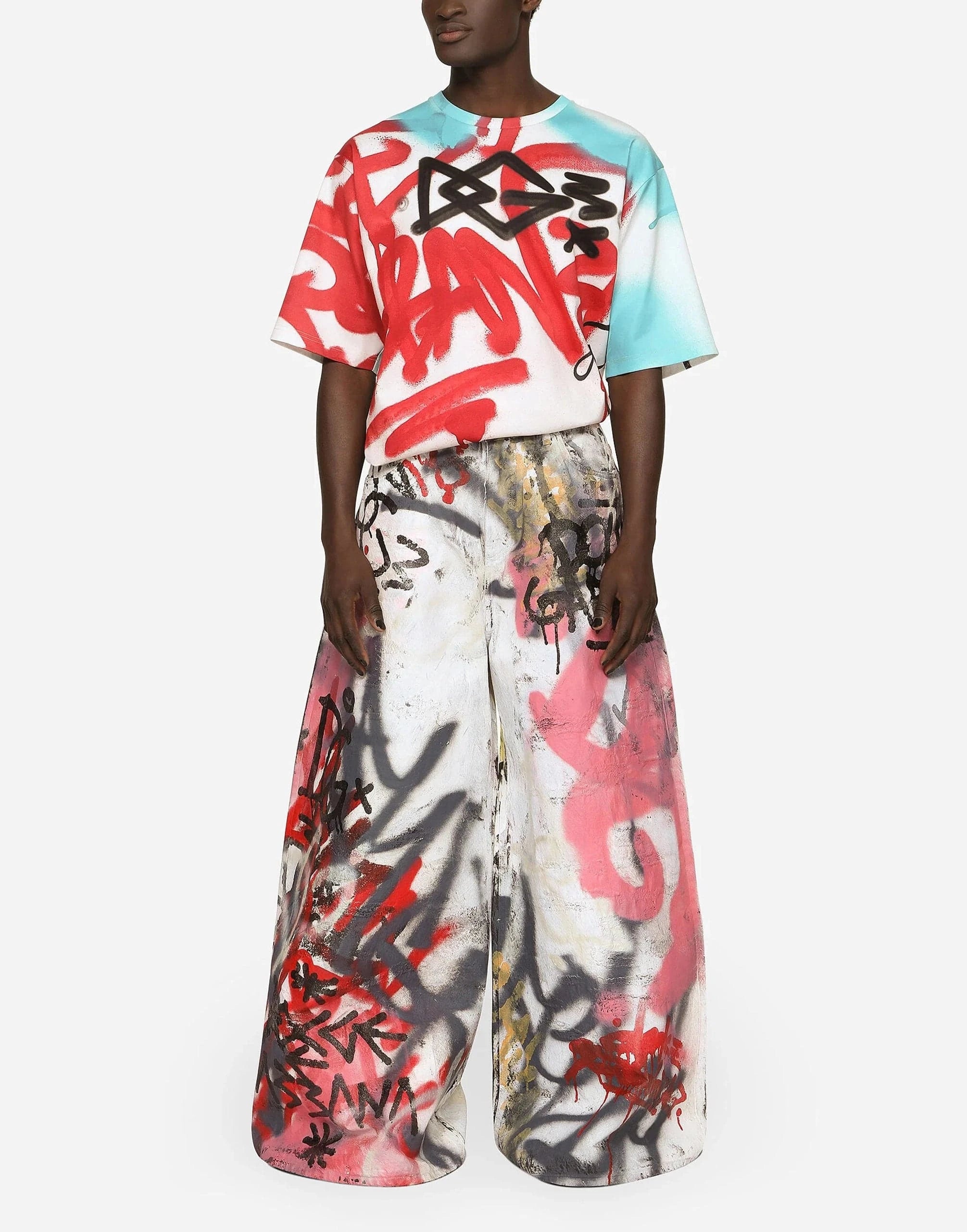 Dolce & Gabbana Spray-Paint Graffiti Print Cotton T-Shirt