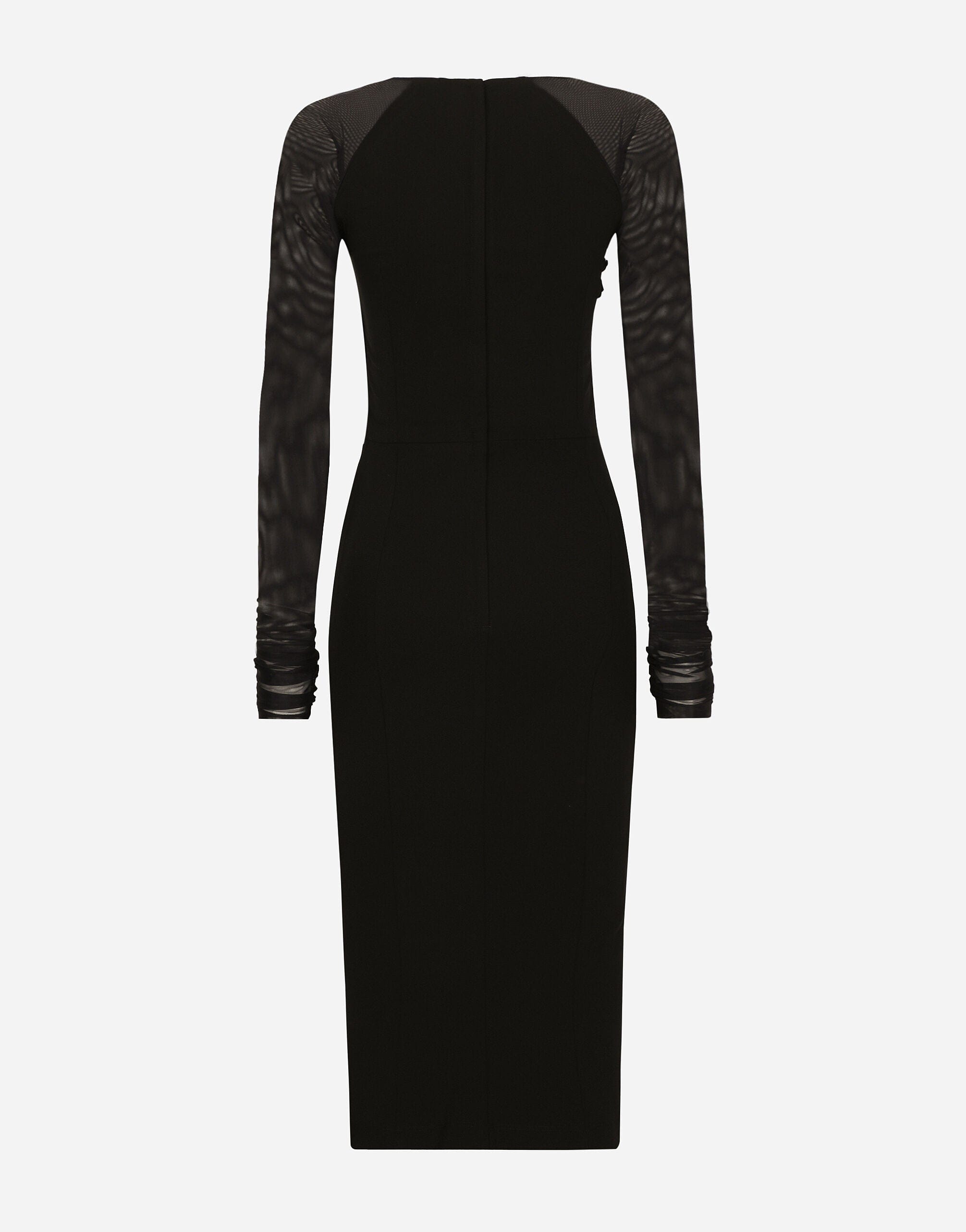 Dolce & Gabbana Square-Neck Tulle-Sleeved Midi Dress