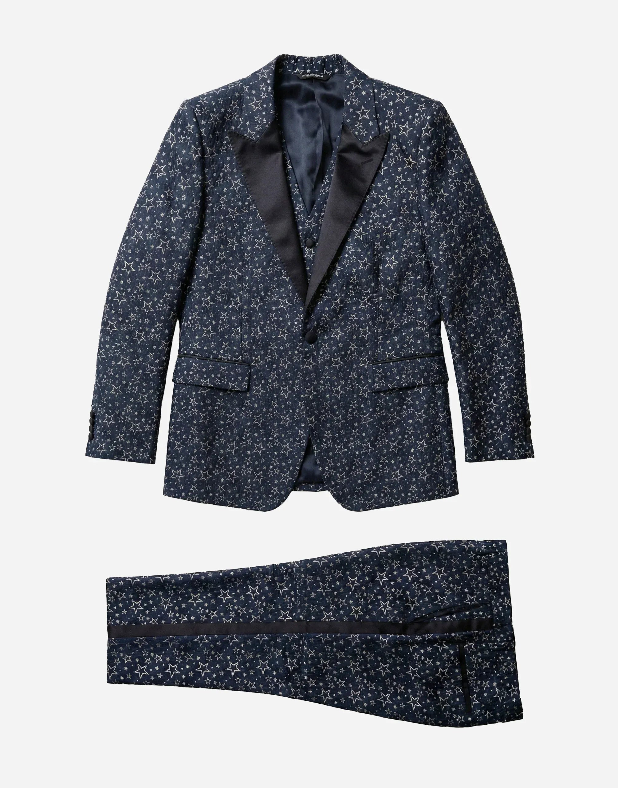 Dolce & Gabbana Star Print Jacquard Martini-Fit Three-Piece Suit
