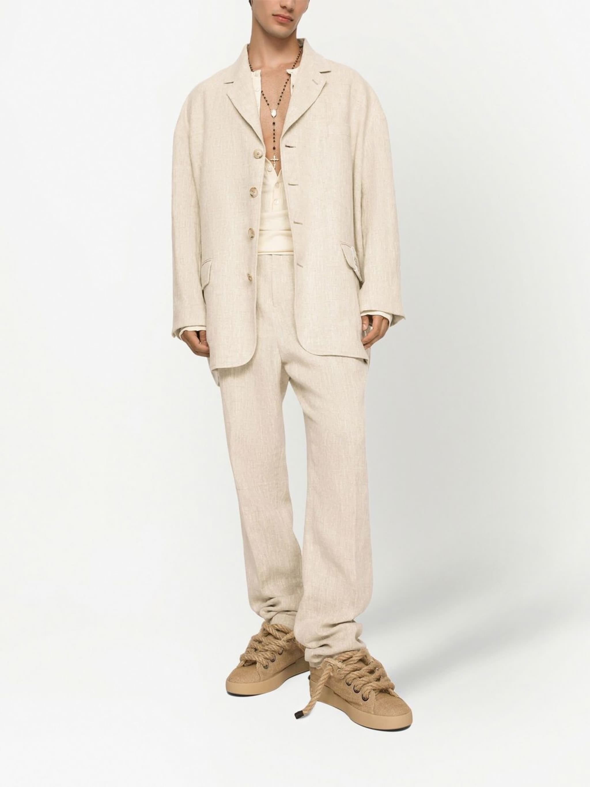 Dolce & Gabbana Straight-Leg Tailored Linen Trousers - alternate view