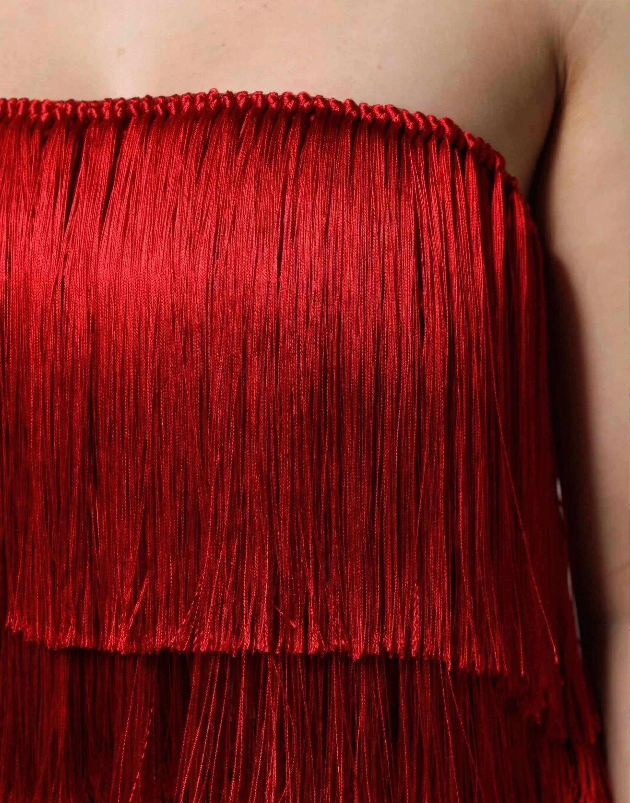 Dolce & Gabbana Strapless Fringed Silk Satin Top