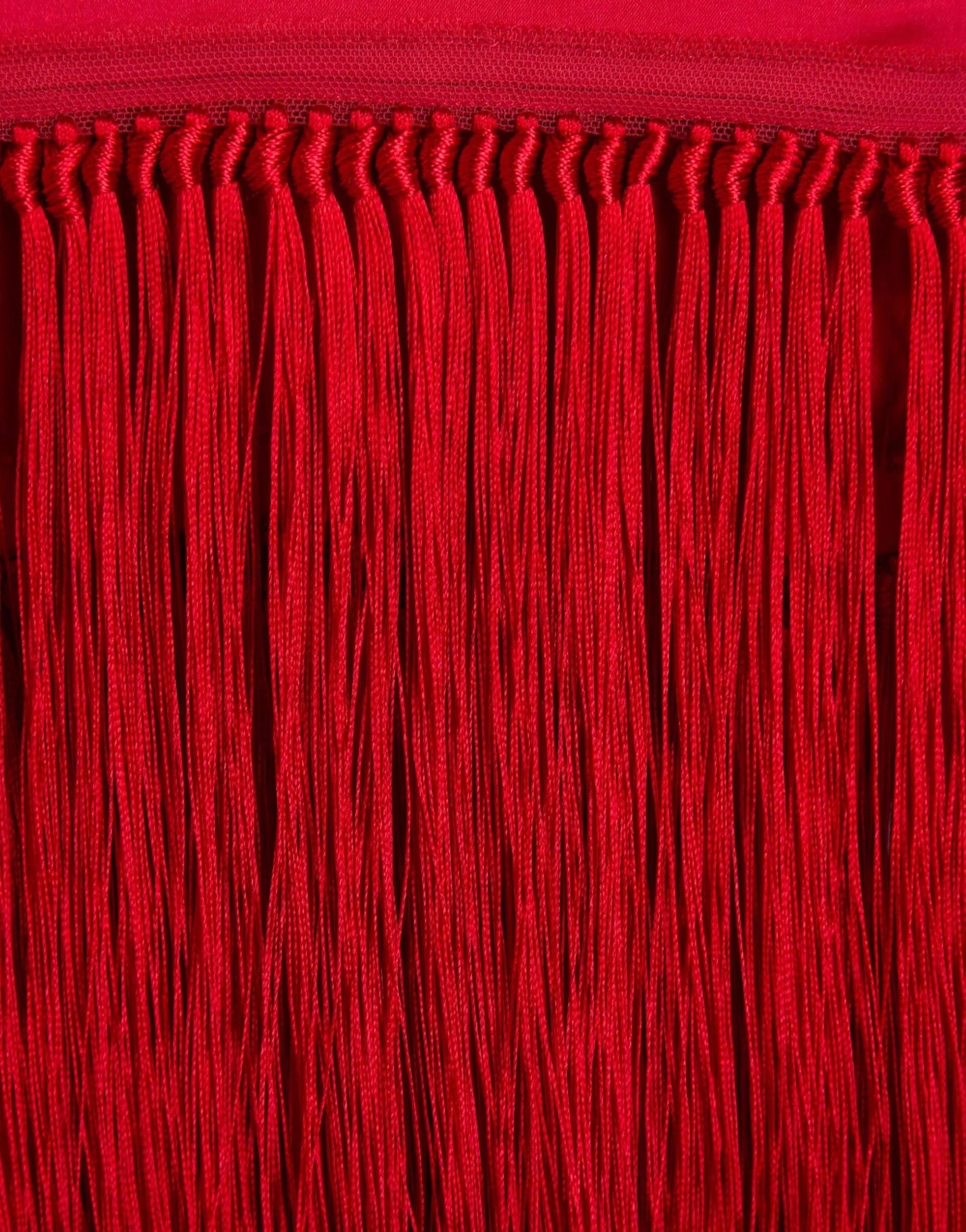 Dolce & Gabbana Strapless Fringed Silk Satin Top