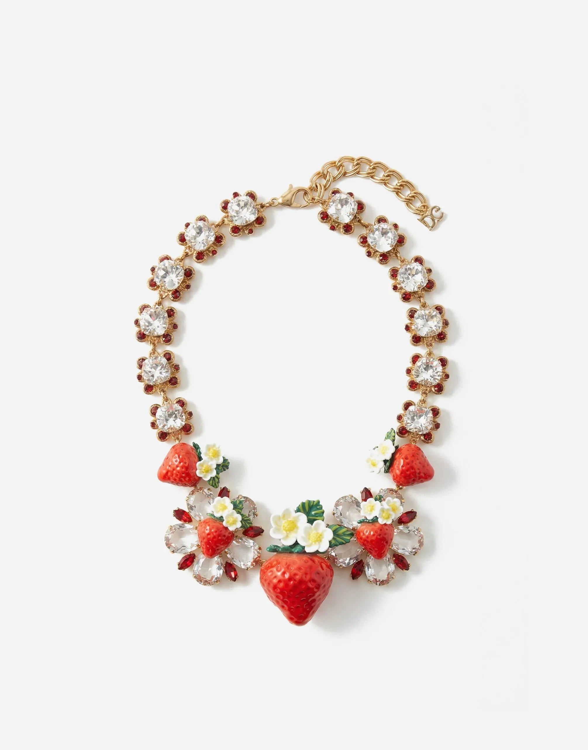Dolce & Gabbana Strawberry & Floral Crystal Statement Necklace