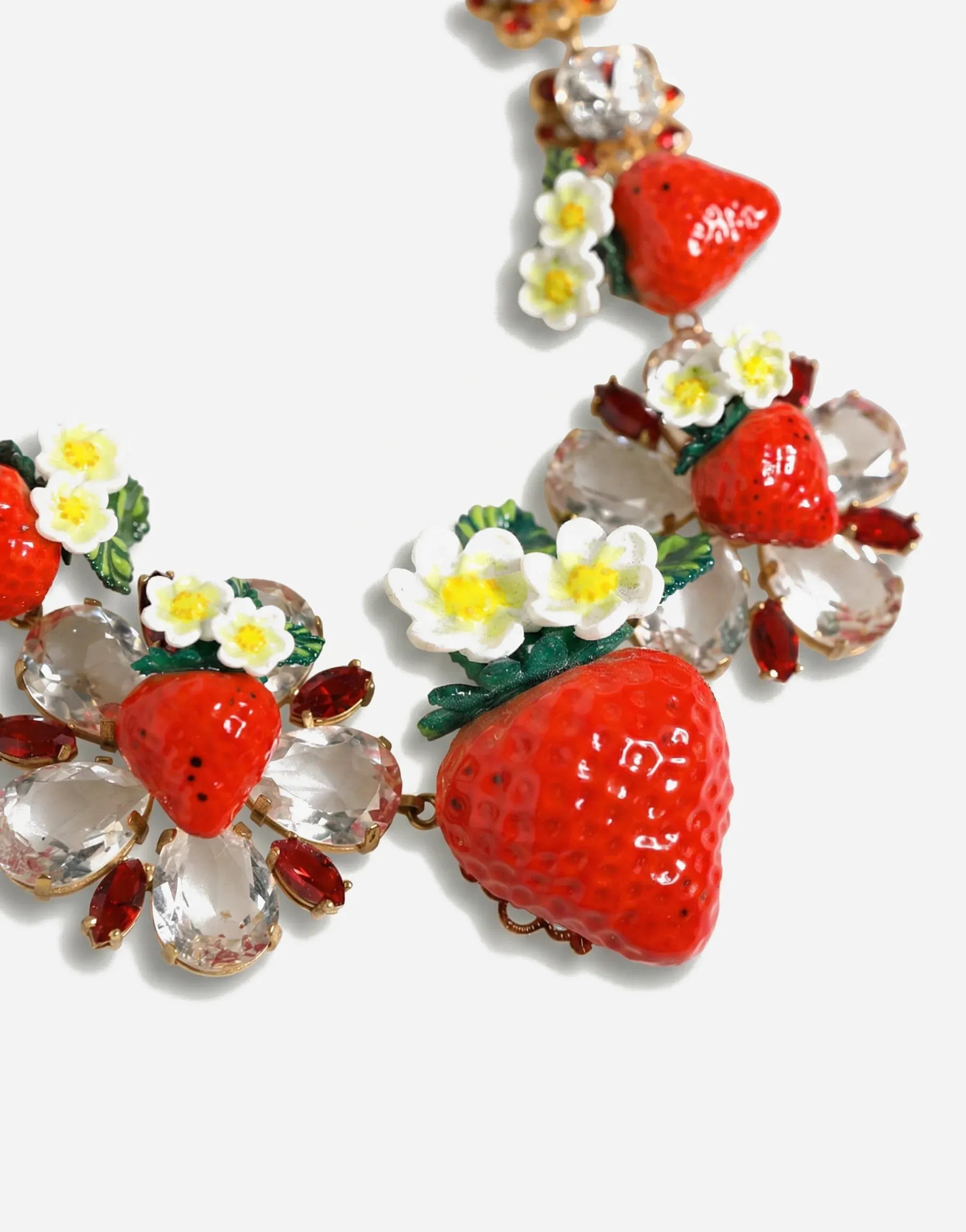 Dolce & Gabbana Strawberry & Floral Crystal Statement Necklace
