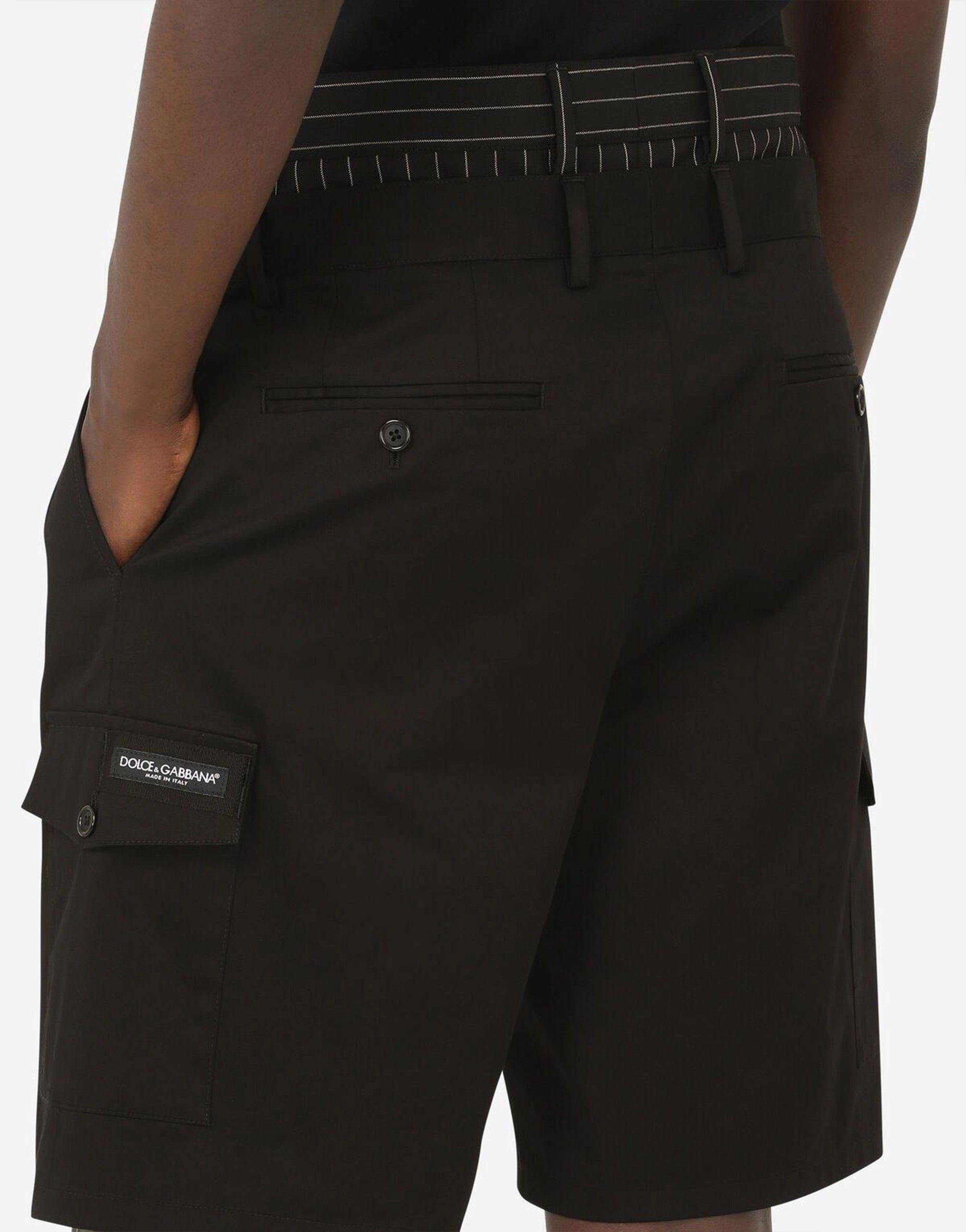 Dolce & Gabbana Stretch Cotton Shorts With Double Belt