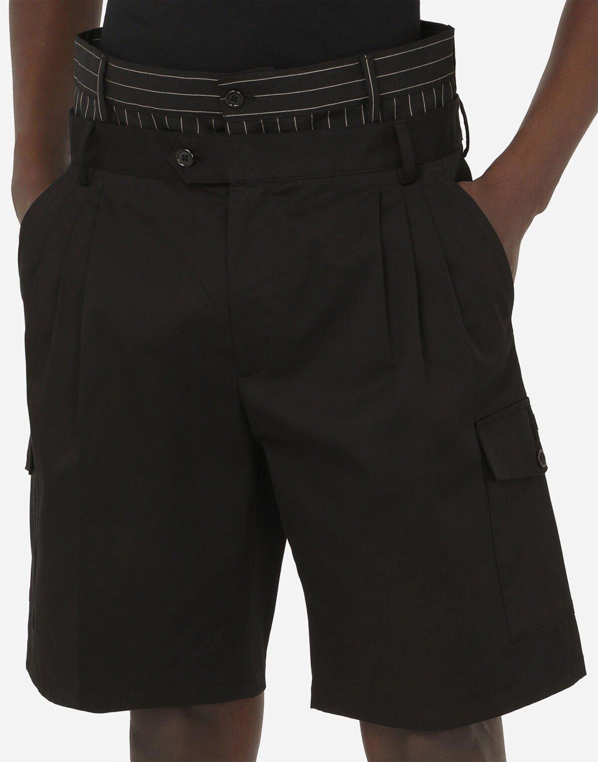 Dolce & Gabbana Stretch Cotton Shorts With Double Belt