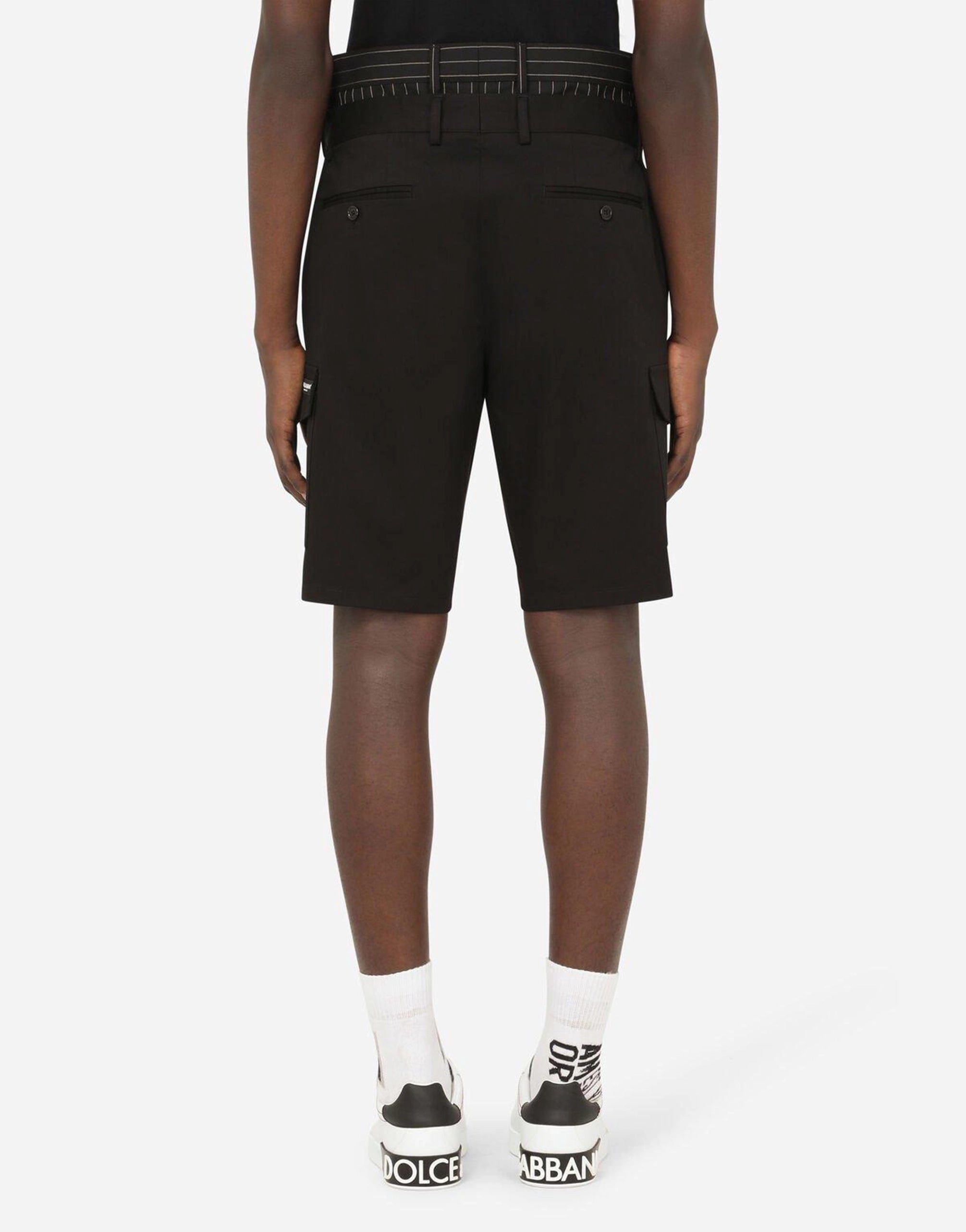 Dolce & Gabbana Stretch Cotton Shorts With Double Belt