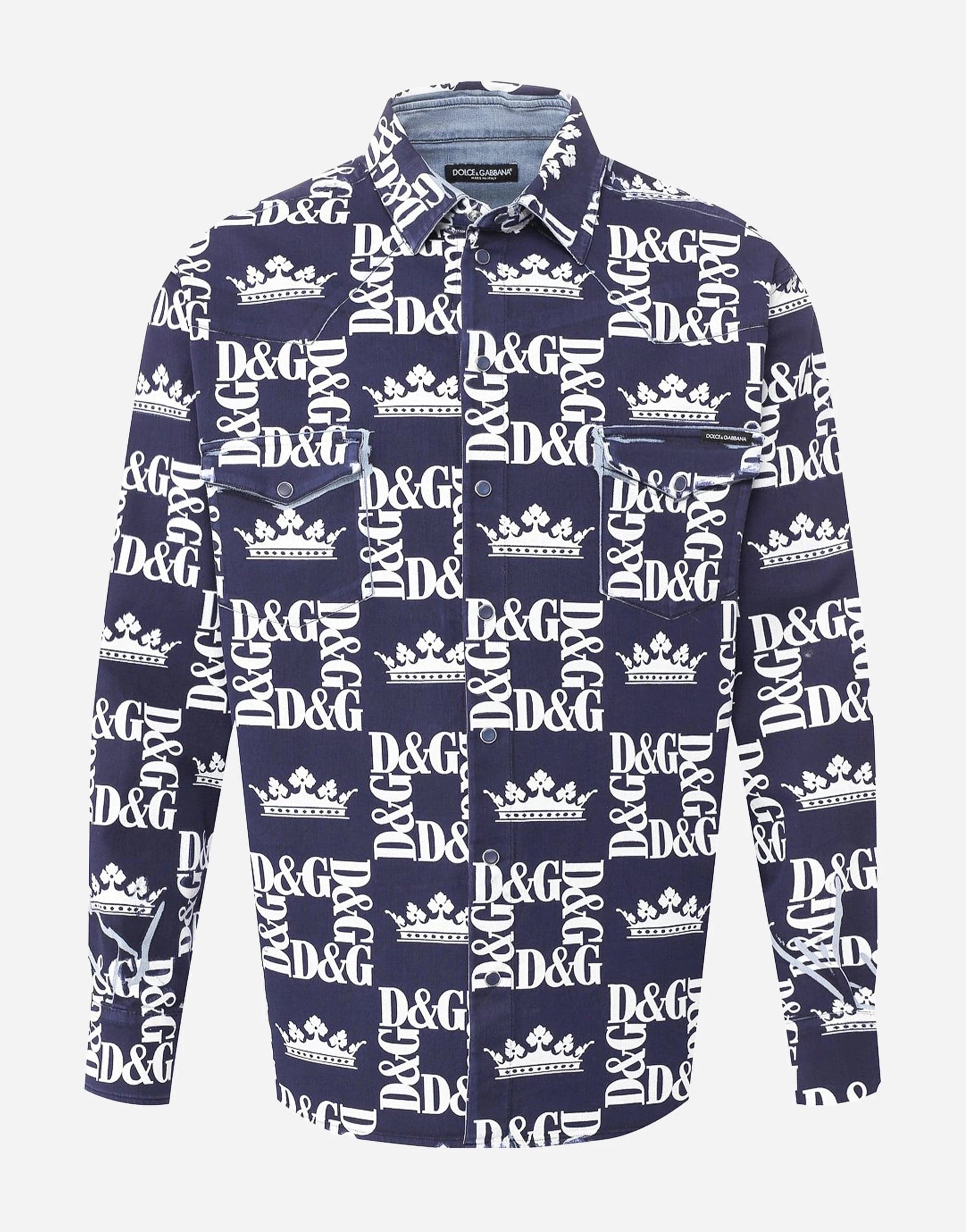 Dolce & Gabbana Stretch Denim Logo Shirt