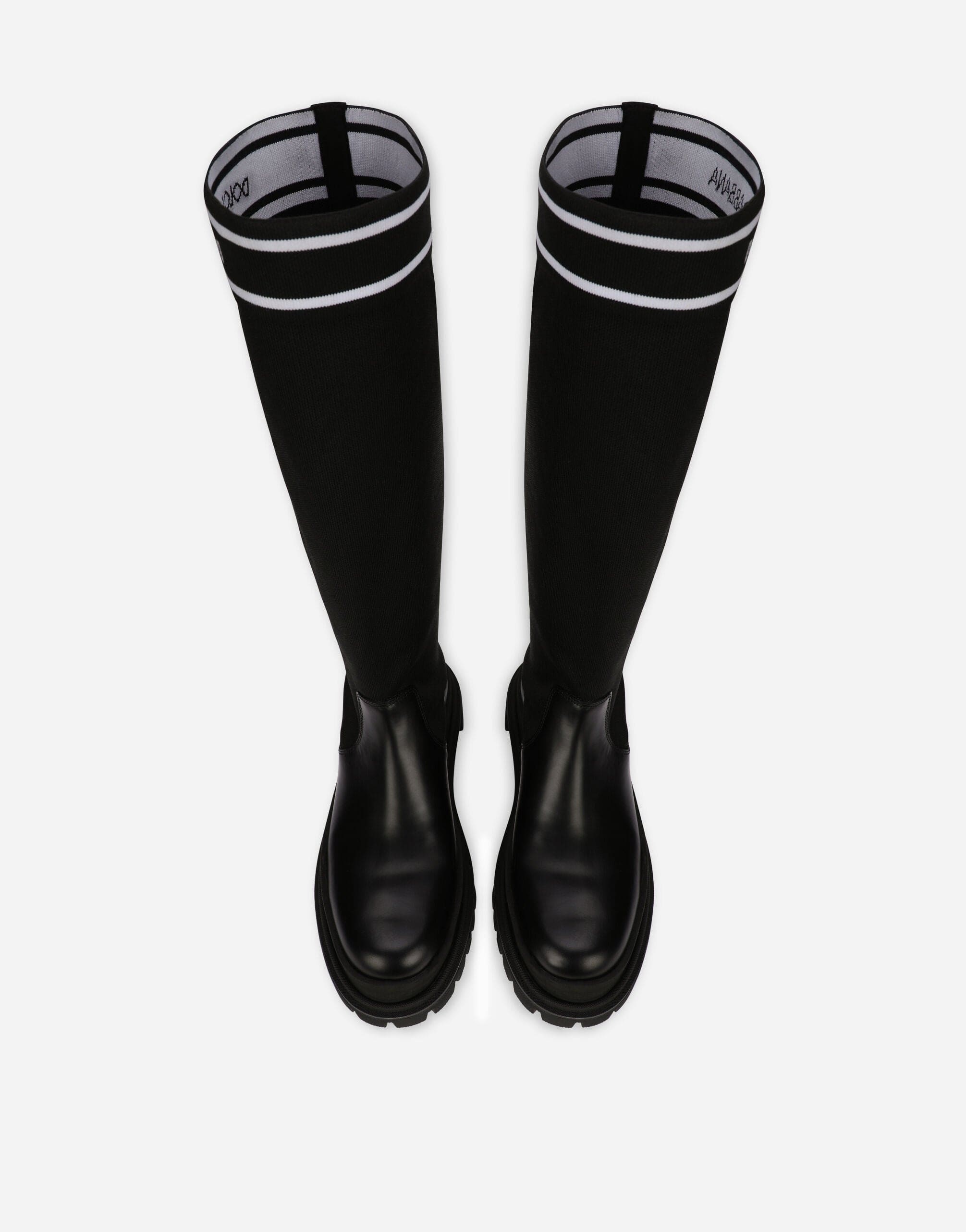 Dolce & Gabbana Stretch Mesh Leather Boots