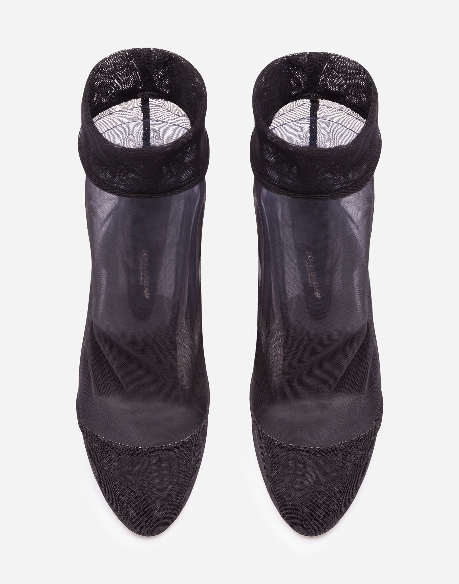 Dolce & Gabbana Stretch Tulle Patent Leather Ankle Boots
