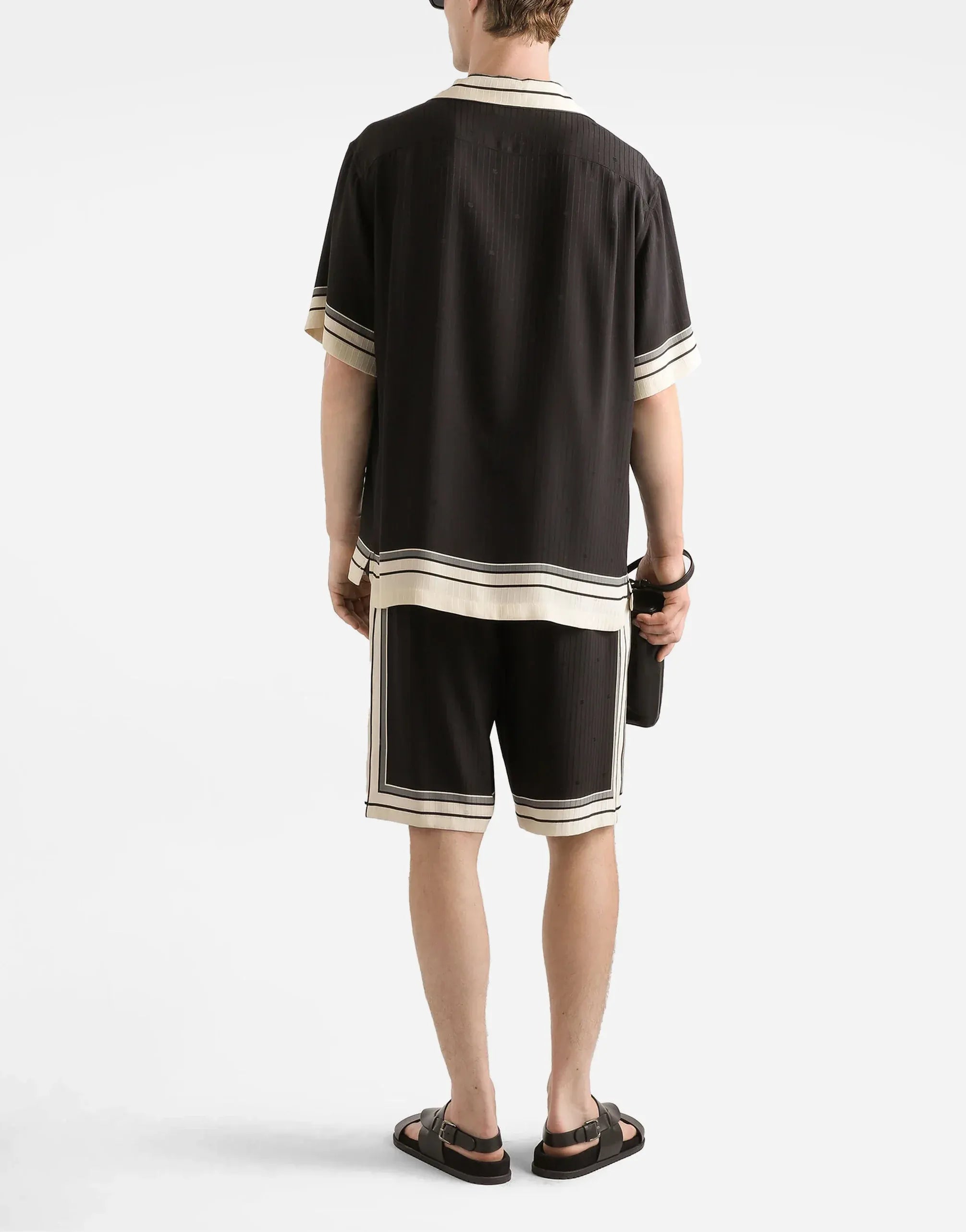 Dolce & Gabbana Stripe-Print Logo Silk Bermuda Shorts