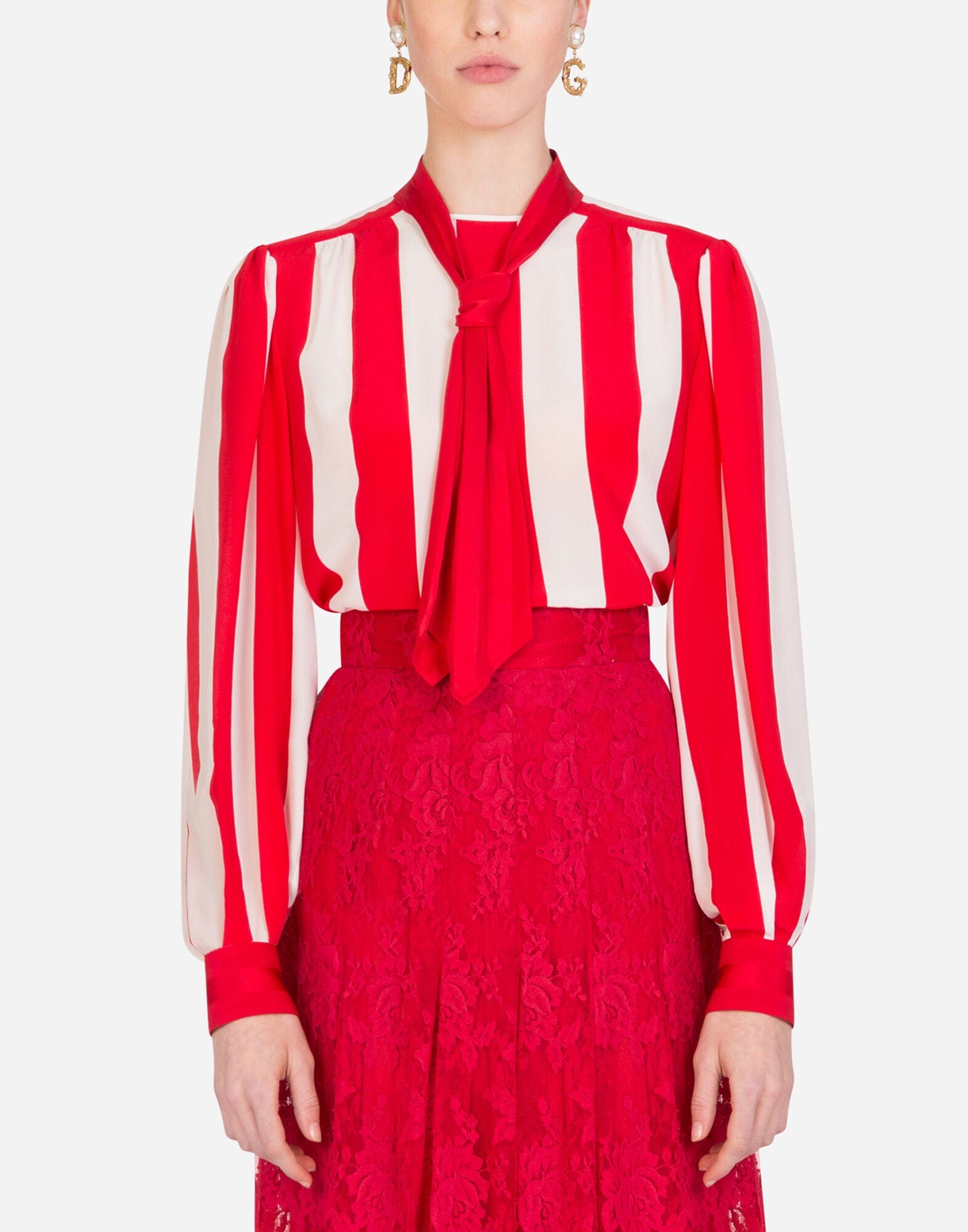 Dolce & Gabbana Striped Crepe De Chine Blouse