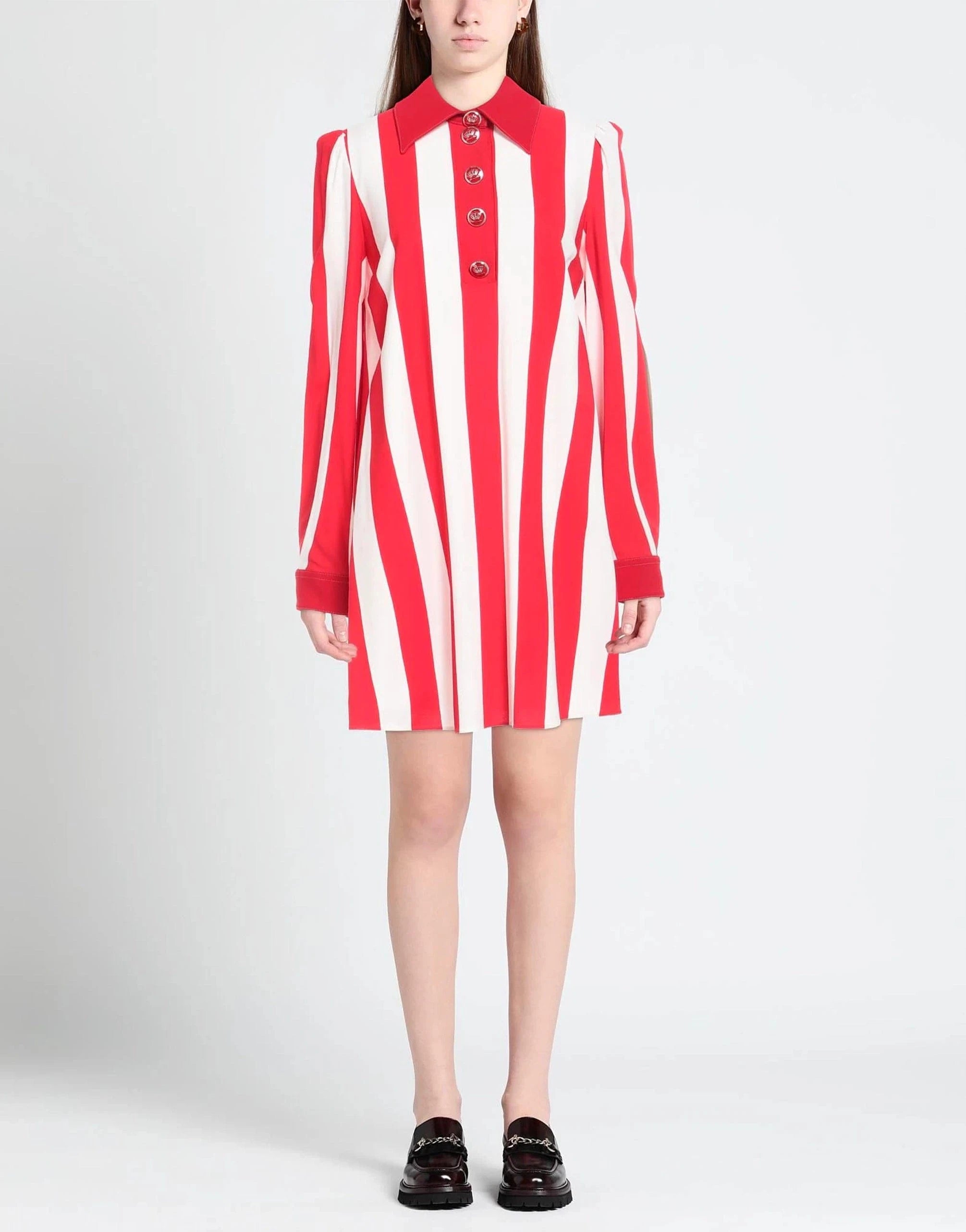 Dolce & Gabbana Striped Crepe De Chine Shirt Minidress