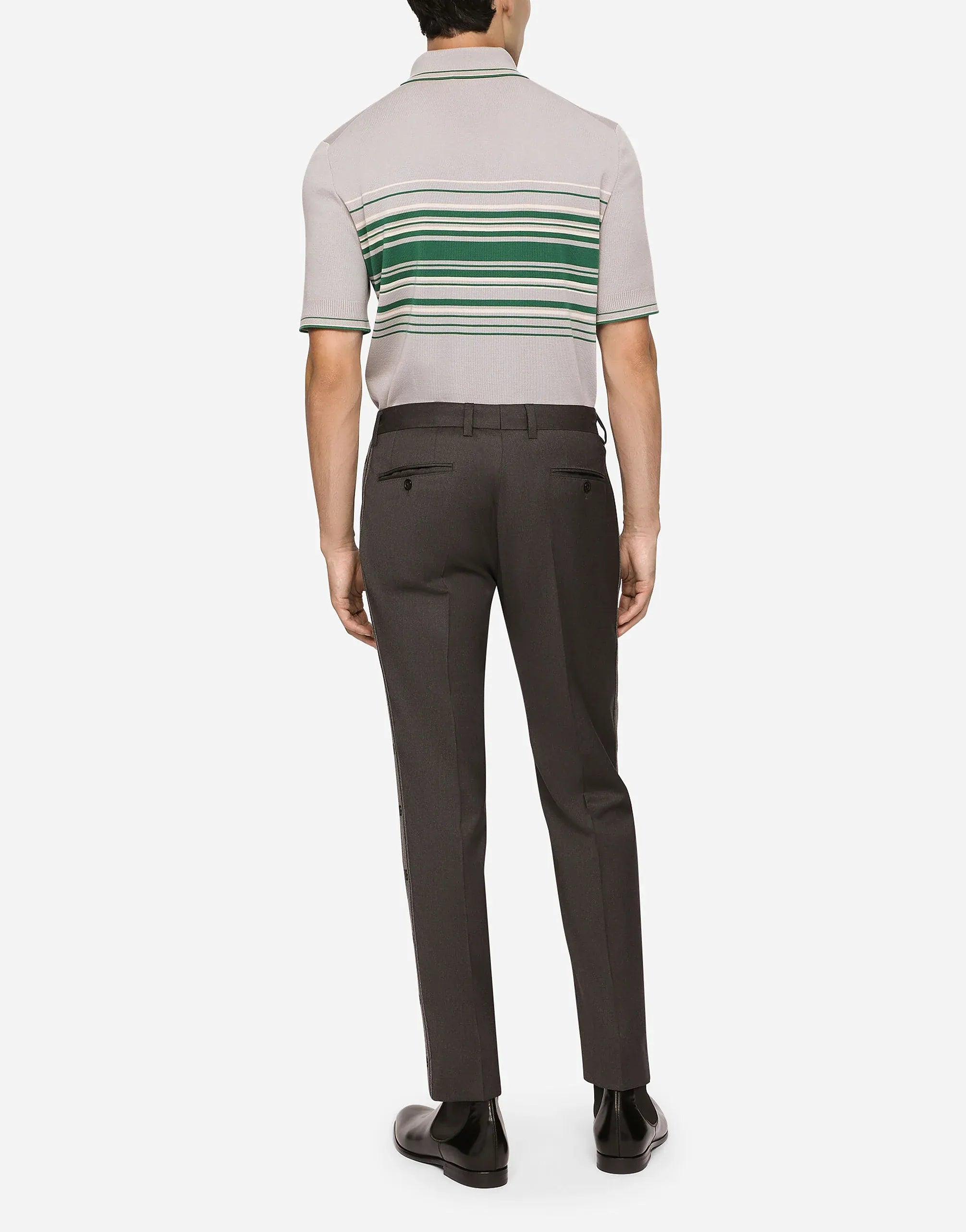Dolce & Gabbana Striped DG Logo Embroidery Polo Shirt