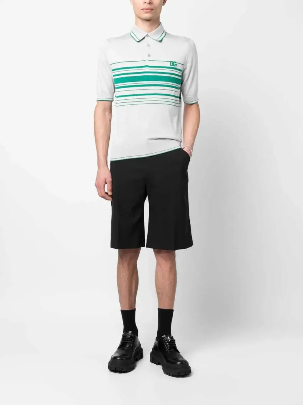 Dolce & Gabbana Striped DG Logo Embroidery Polo Shirt - alternate view
