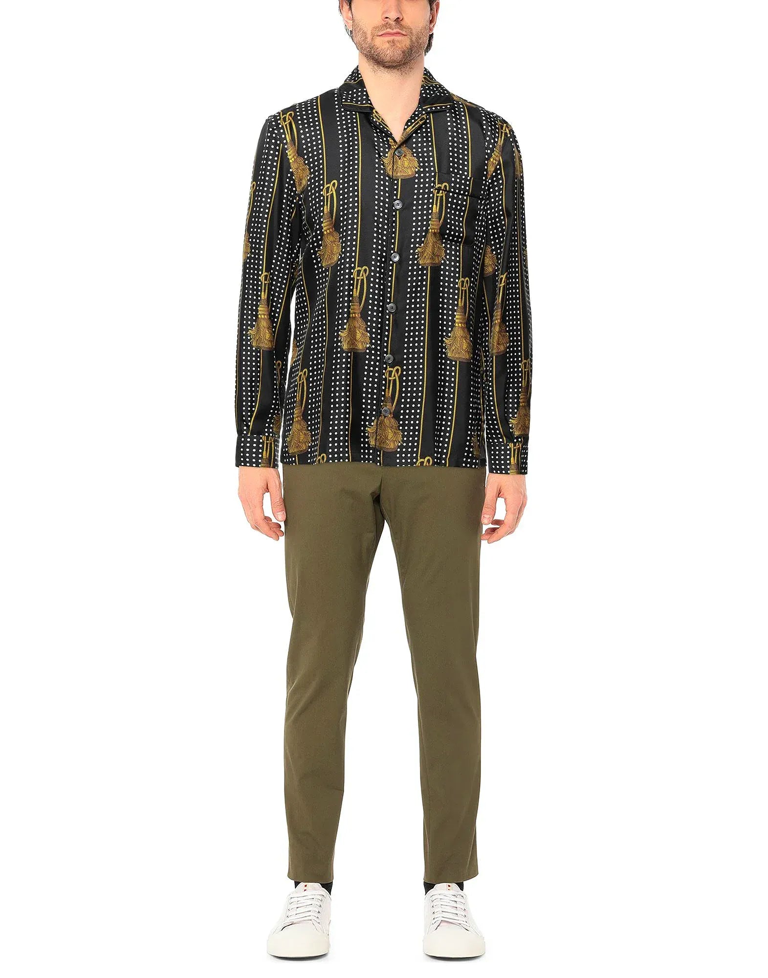 Dolce & Gabbana Striped Dotted Tassel Silk Shirt