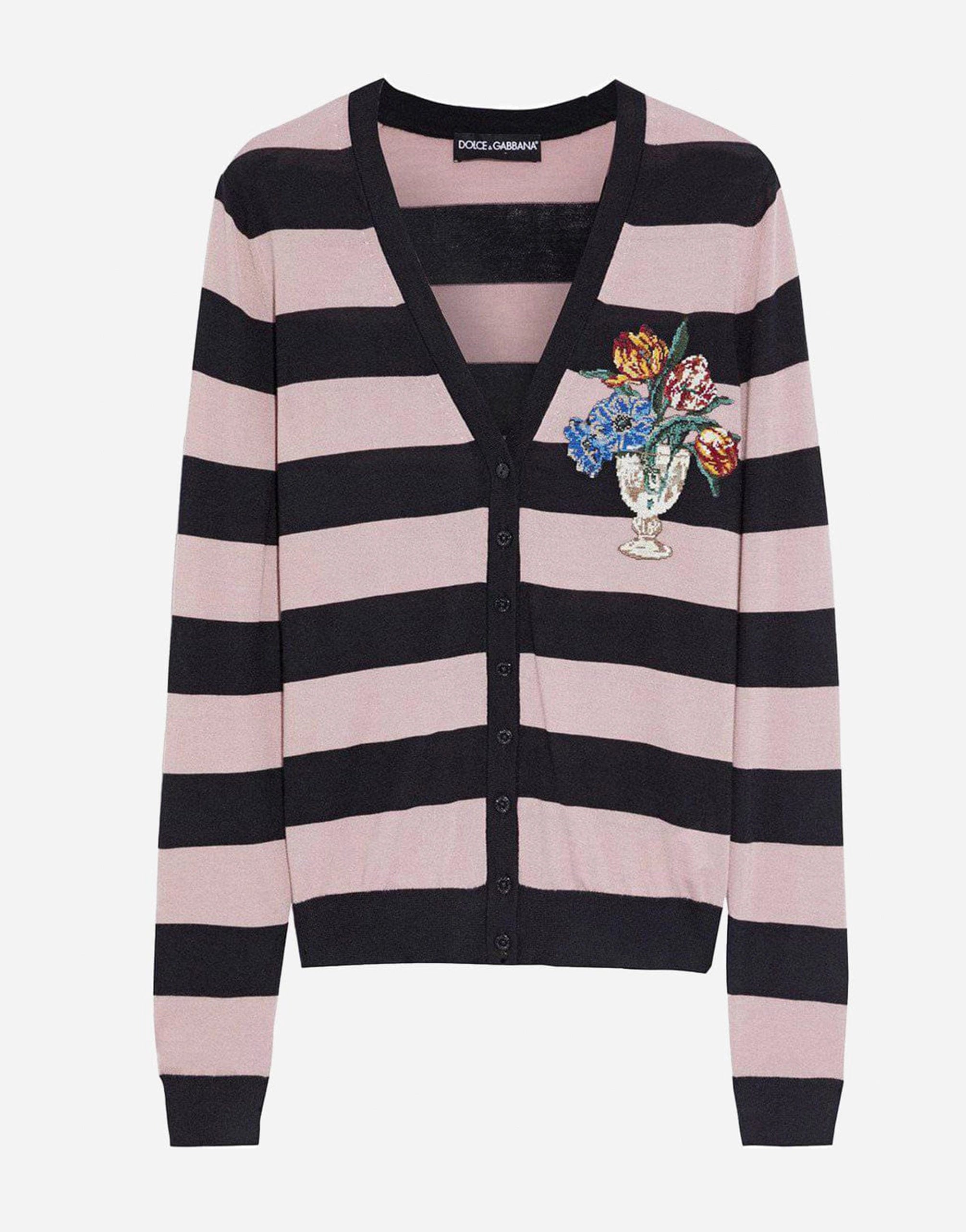 Dolce & Gabbana Striped Embroidered Cardigan