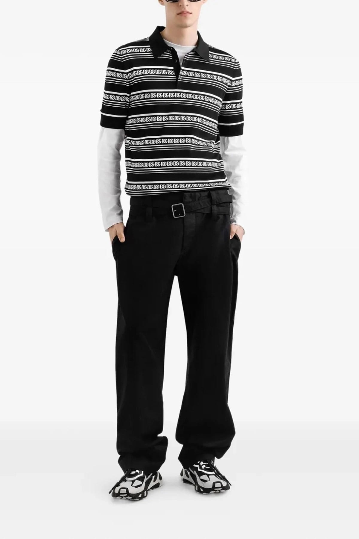 Dolce & Gabbana Striped Knitted Polo Shirt - alternate view