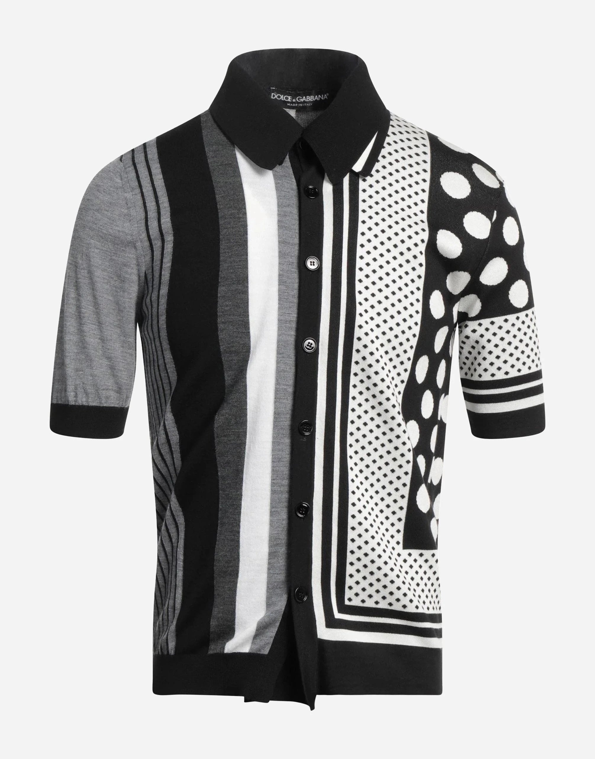 Dolce & Gabbana Striped Polka-Dot Print Polo Shirt