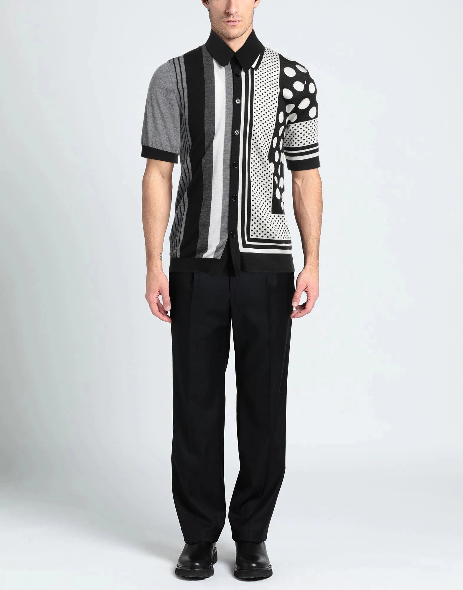 Dolce & Gabbana Striped Polka-Dot Print Polo Shirt