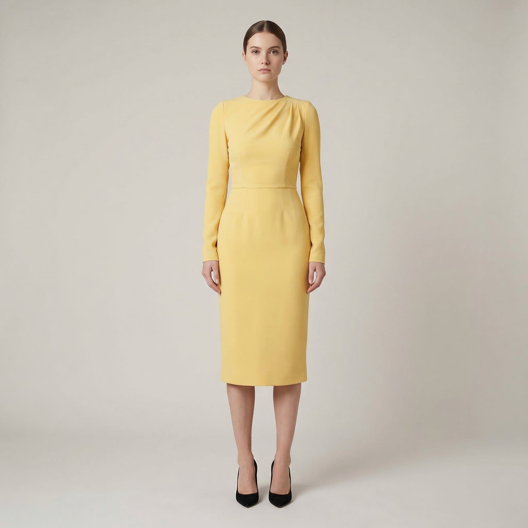 Structured Long-Sleeve Midi Dress - alternate view
