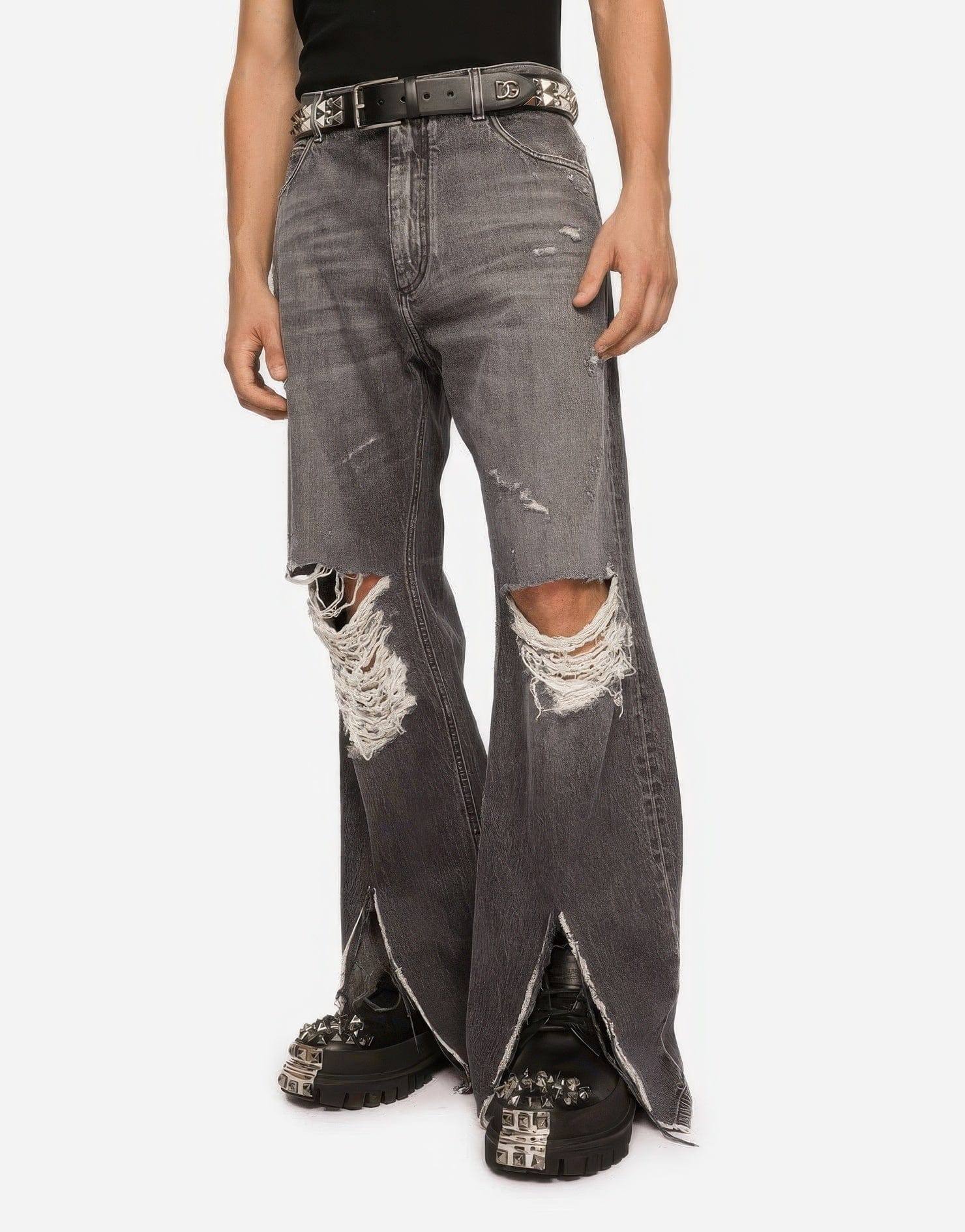 Dolce & Gabbana Stud-Detail Leather Belt