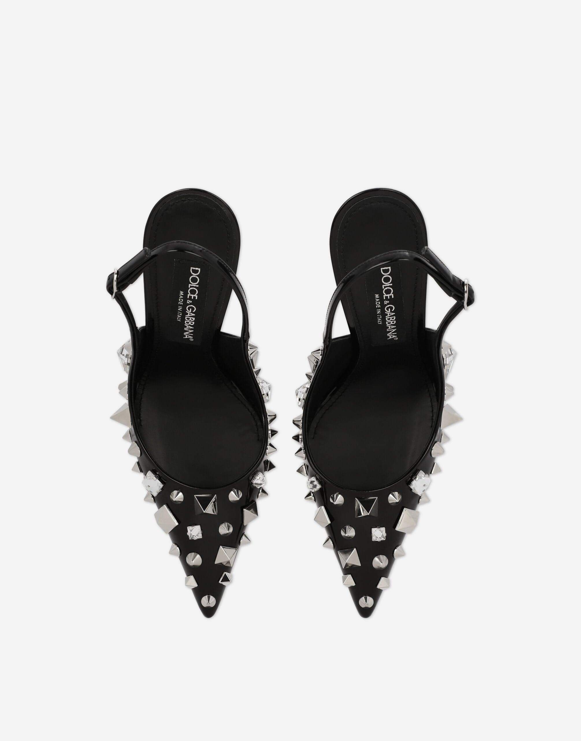 Dolce & Gabbana Stud Embellishment Polished Calfskin Slingbacks