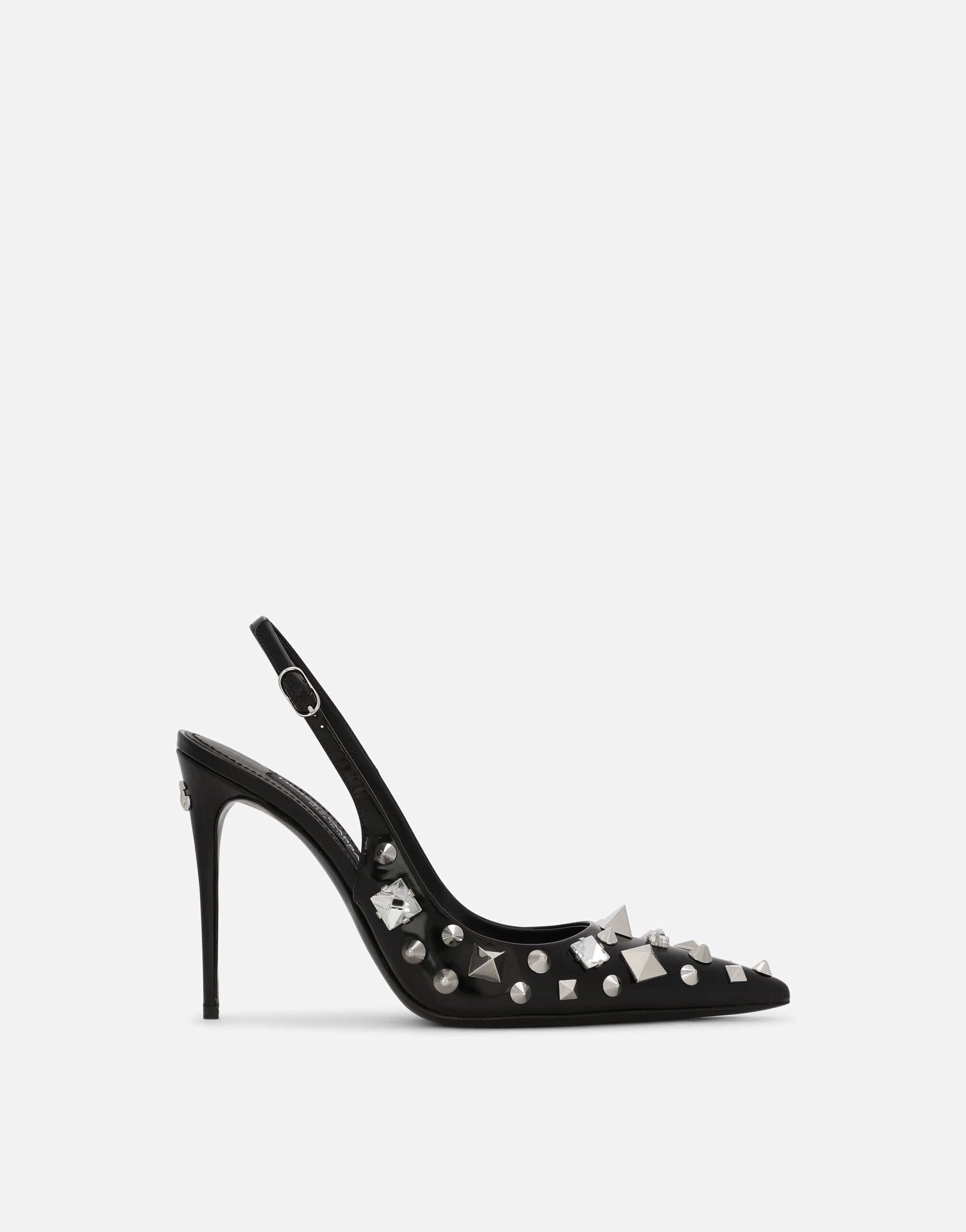 Dolce & Gabbana Stud Embellishment Polished Calfskin Slingbacks