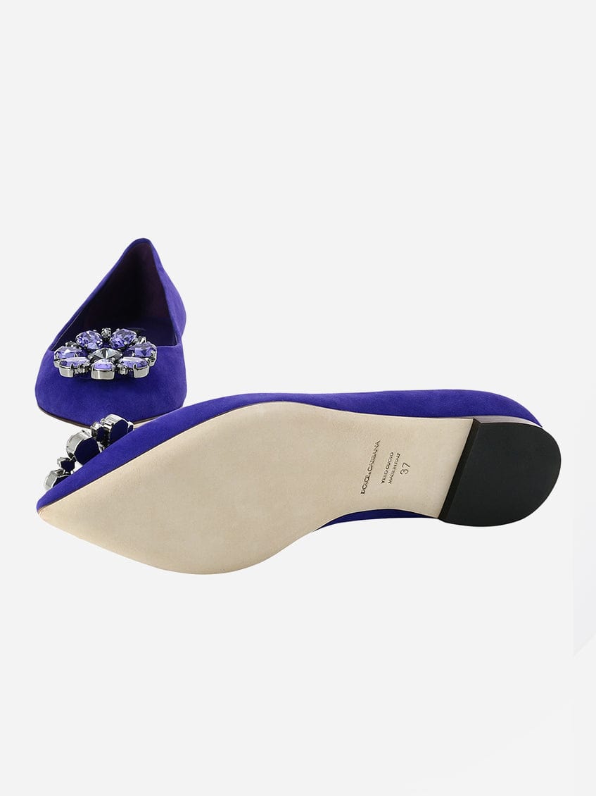 Dolce & Gabbana Suede Crystal-Embellished Flats
