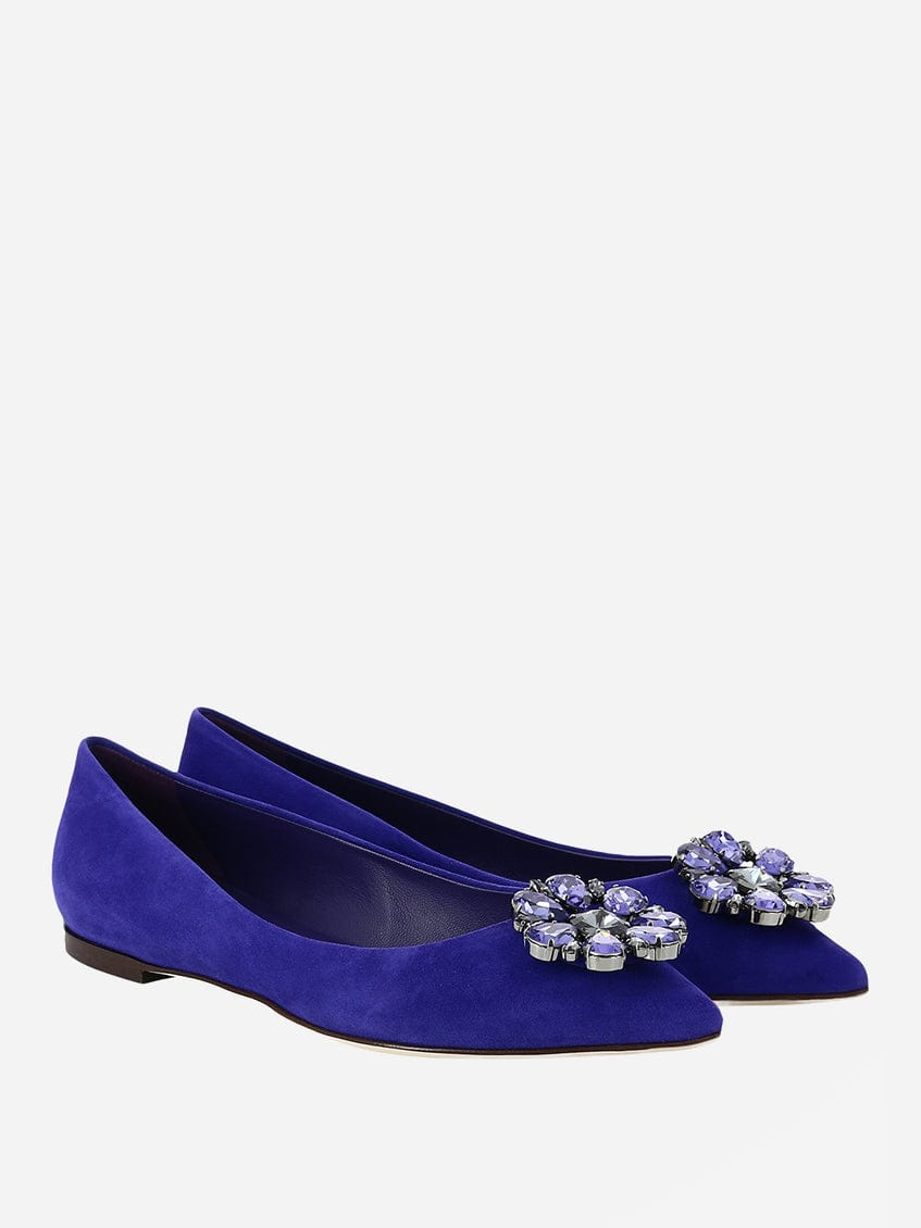 Dolce & Gabbana Suede Crystal-Embellished Flats
