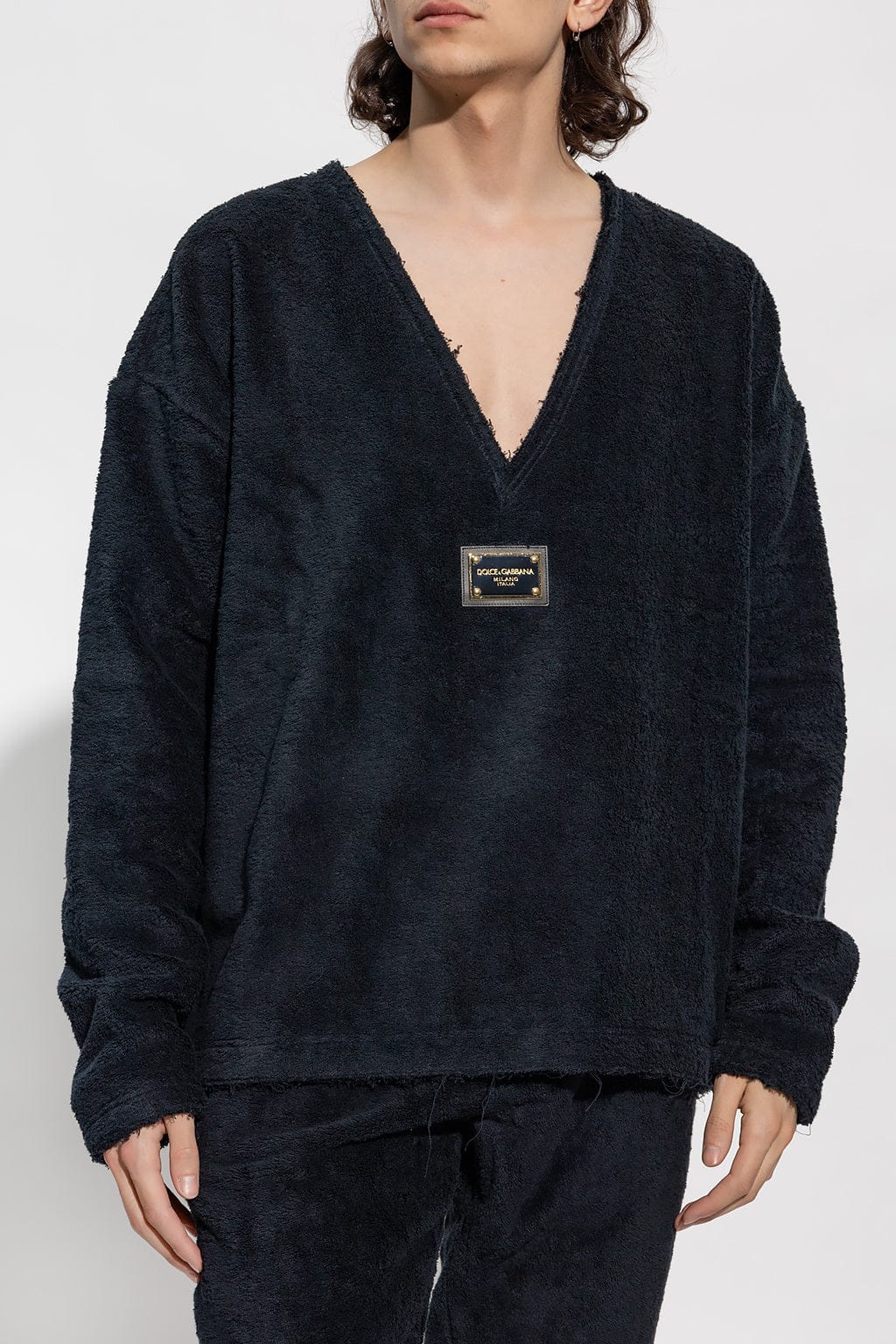 Dolce & Gabbana Terrycloth Logo Tag Sweatshirt