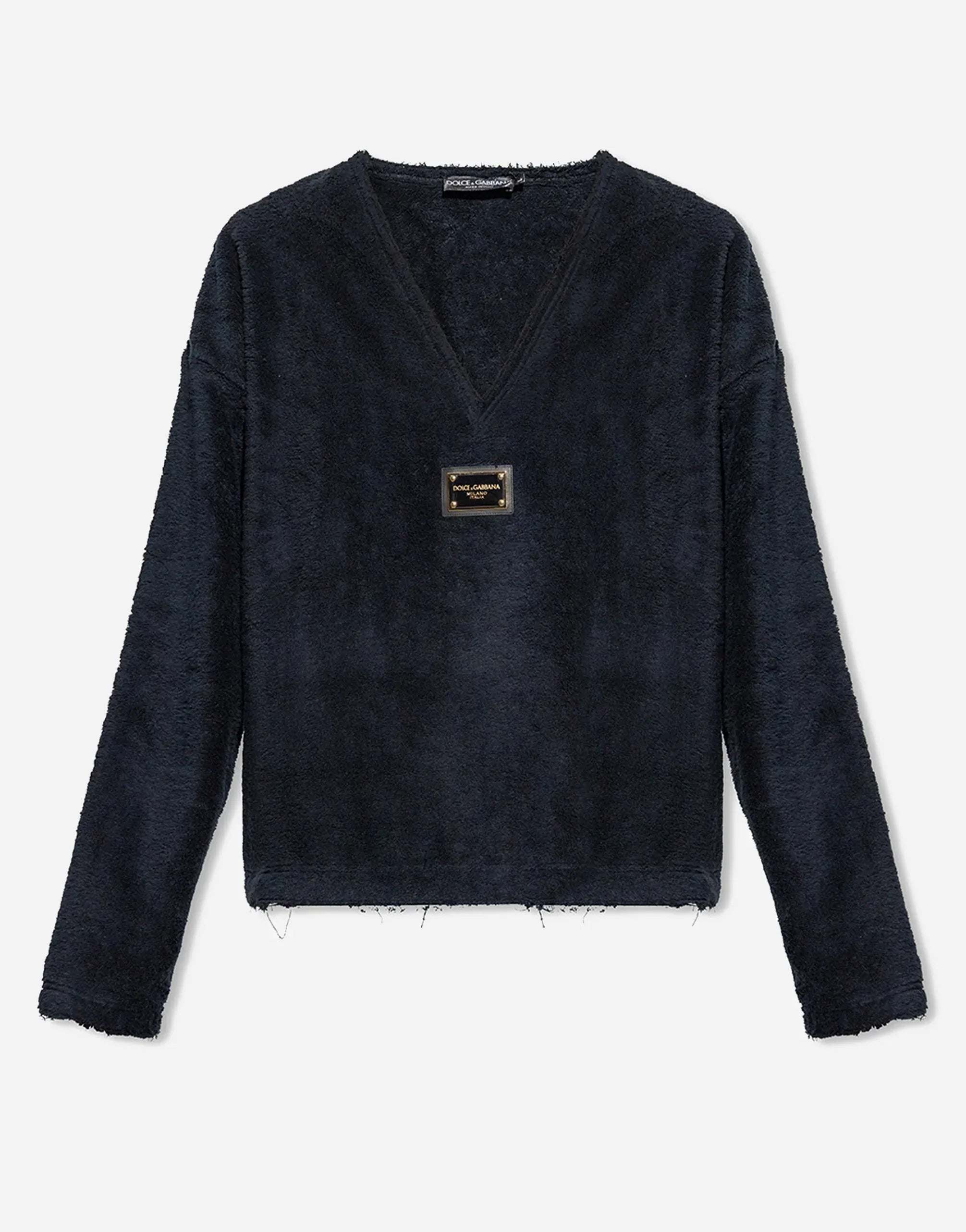 Dolce & Gabbana Terrycloth Logo Tag Sweatshirt