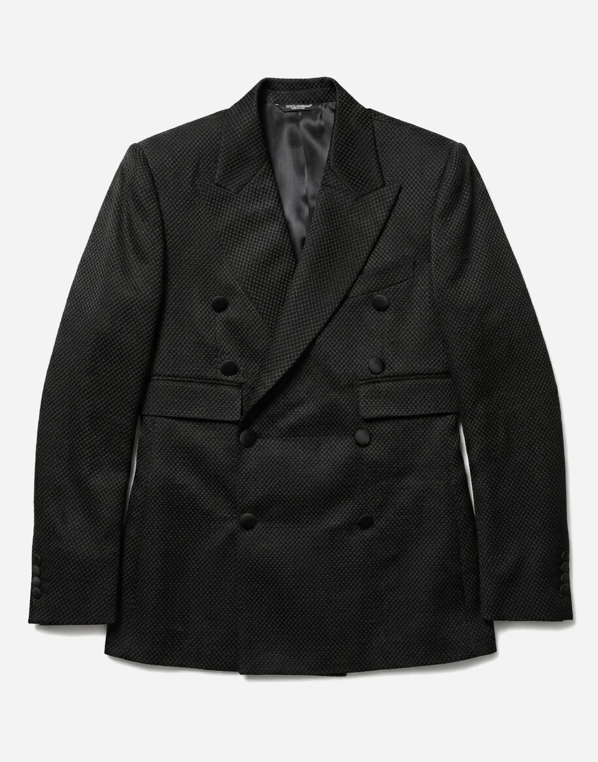 Dolce & Gabbana Textured Cotton & Silk Blend Double-Breasted Jacket