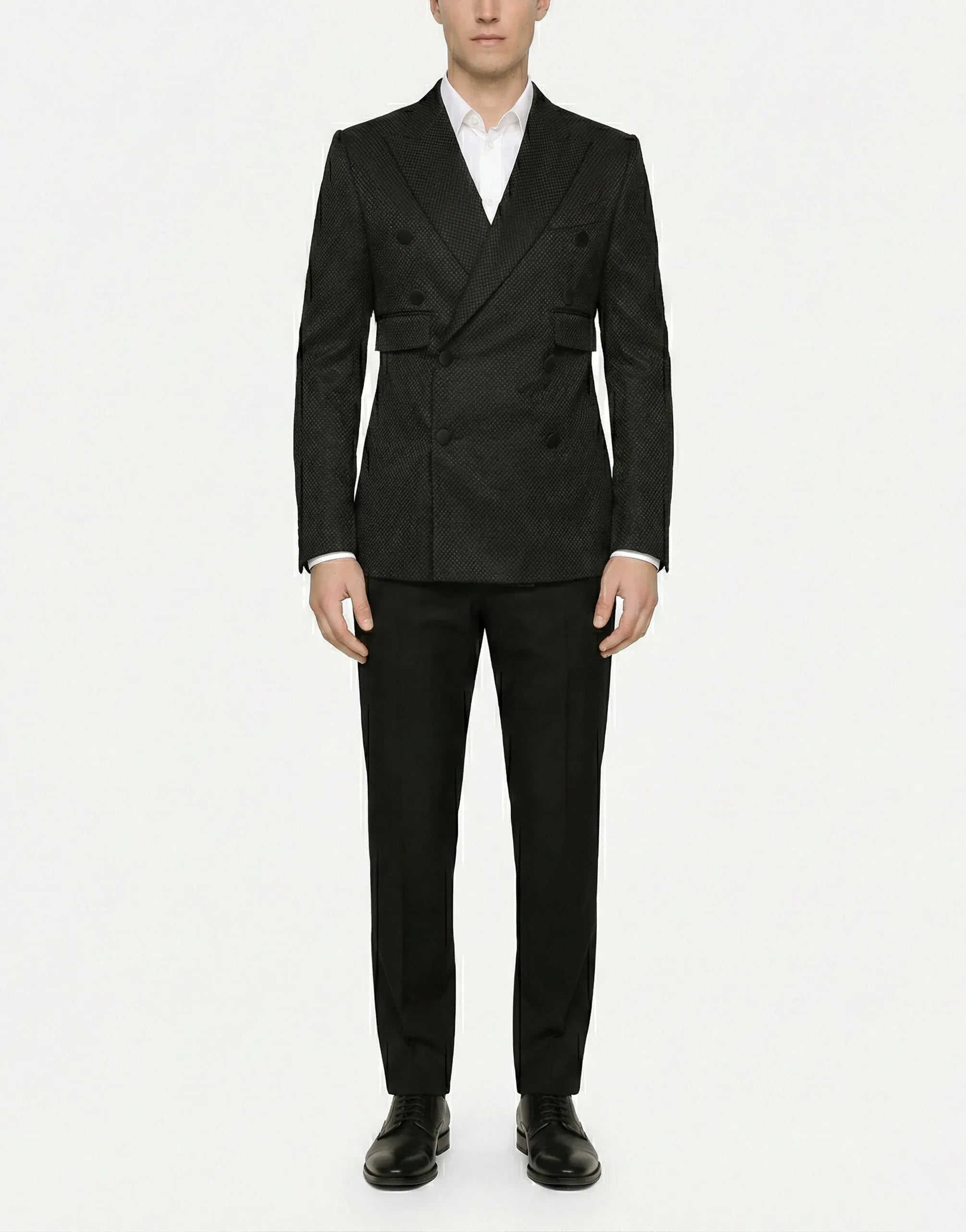 Dolce & Gabbana Textured Cotton & Silk Blend Double-Breasted Jacket