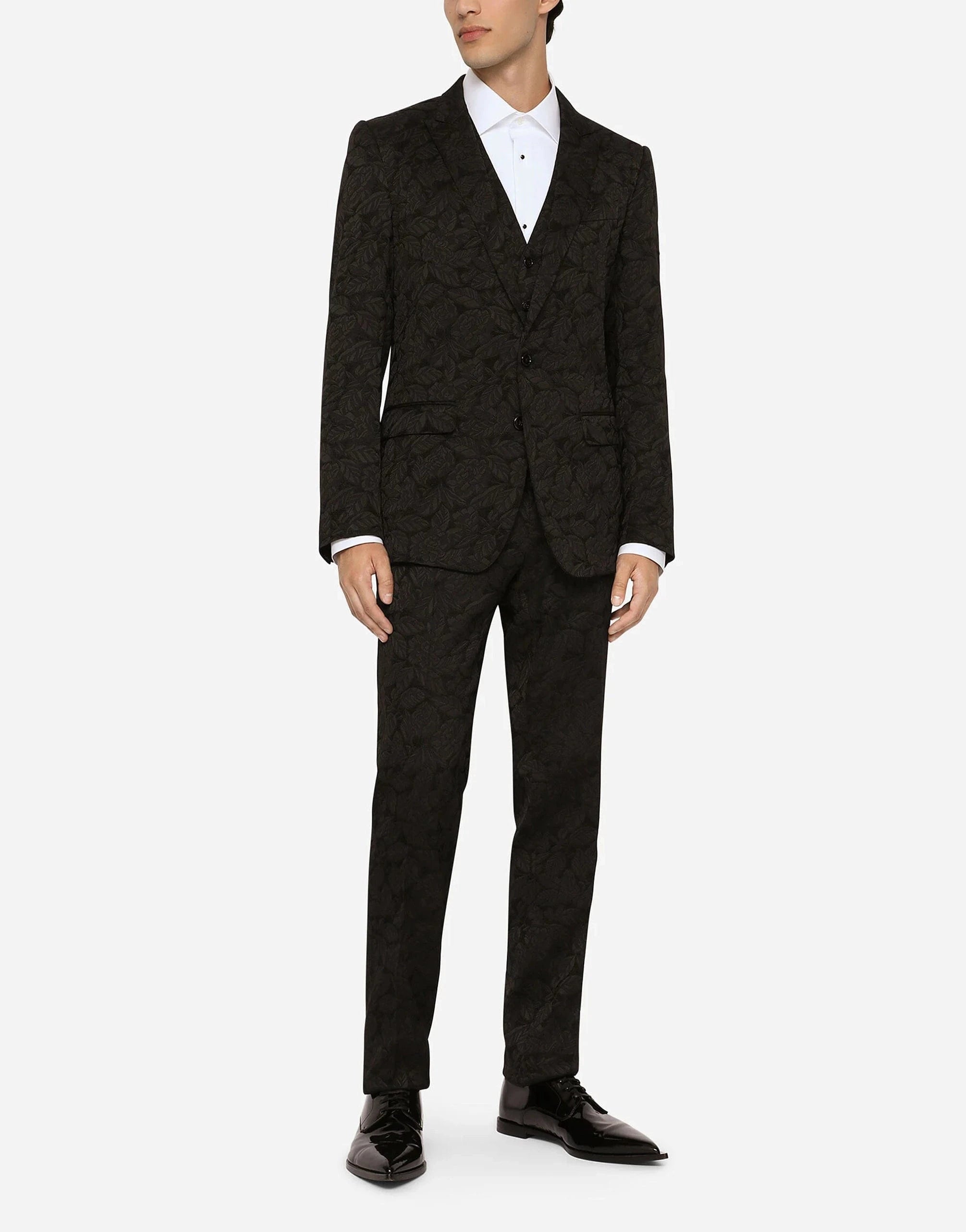 Dolce & Gabbana Three-Piece Floral Jacquard Martini Suit
