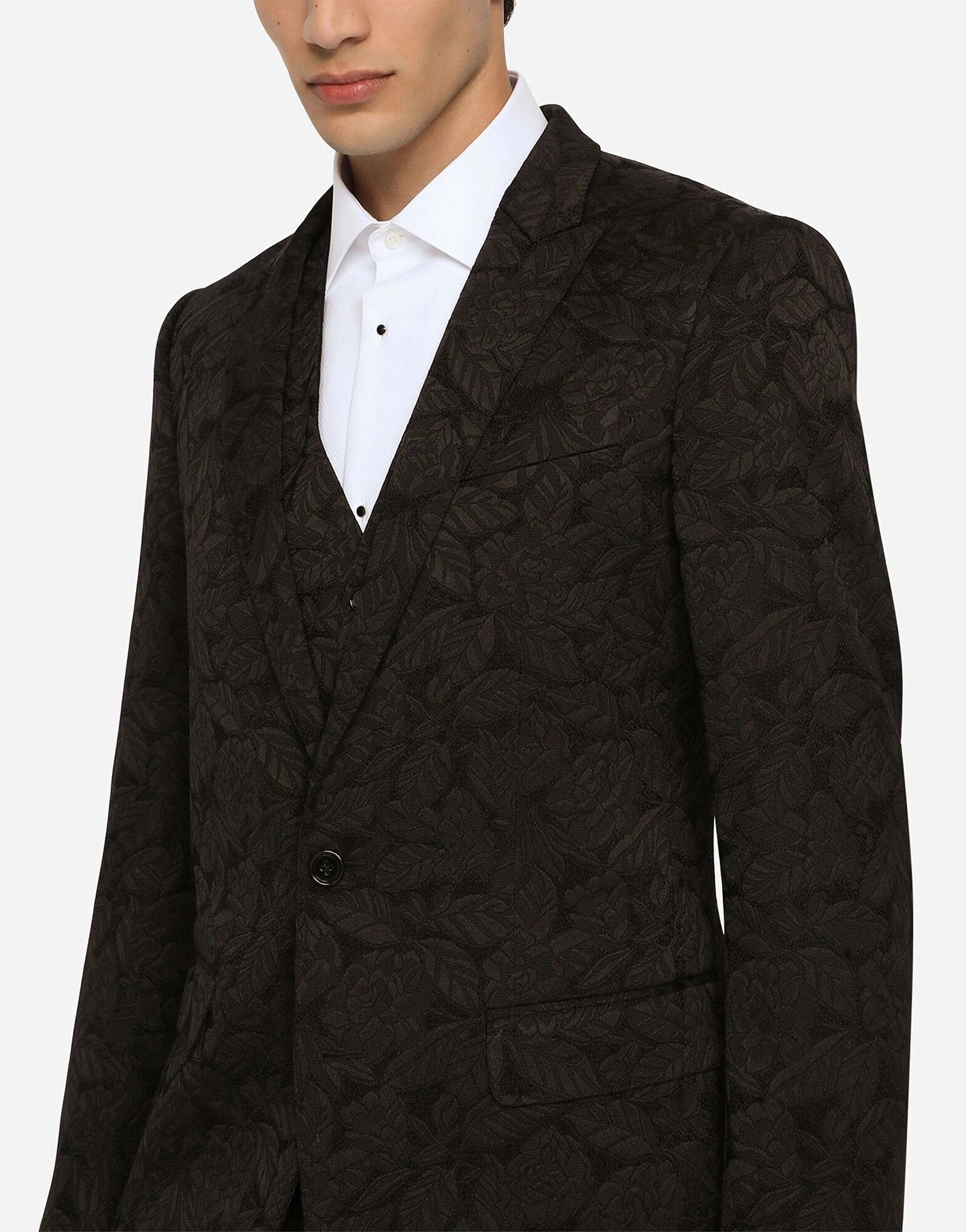 Dolce & Gabbana Three-Piece Floral Jacquard Martini Suit