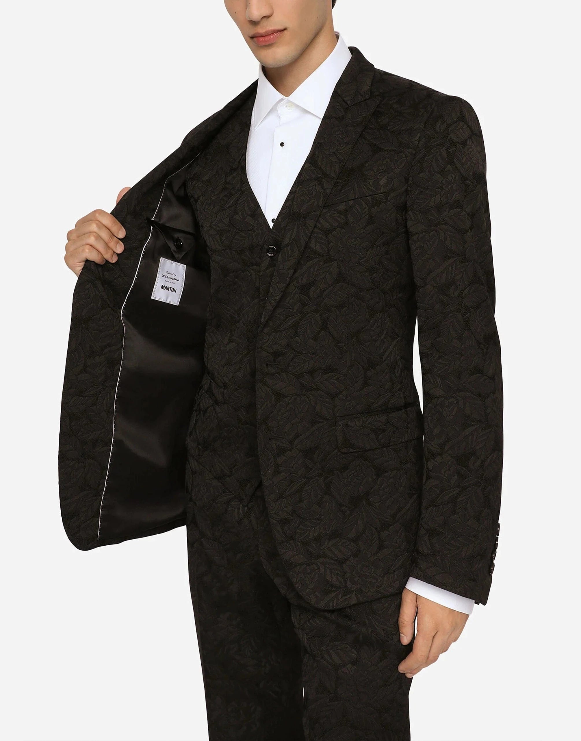 Dolce & Gabbana Three-Piece Floral Jacquard Martini Suit