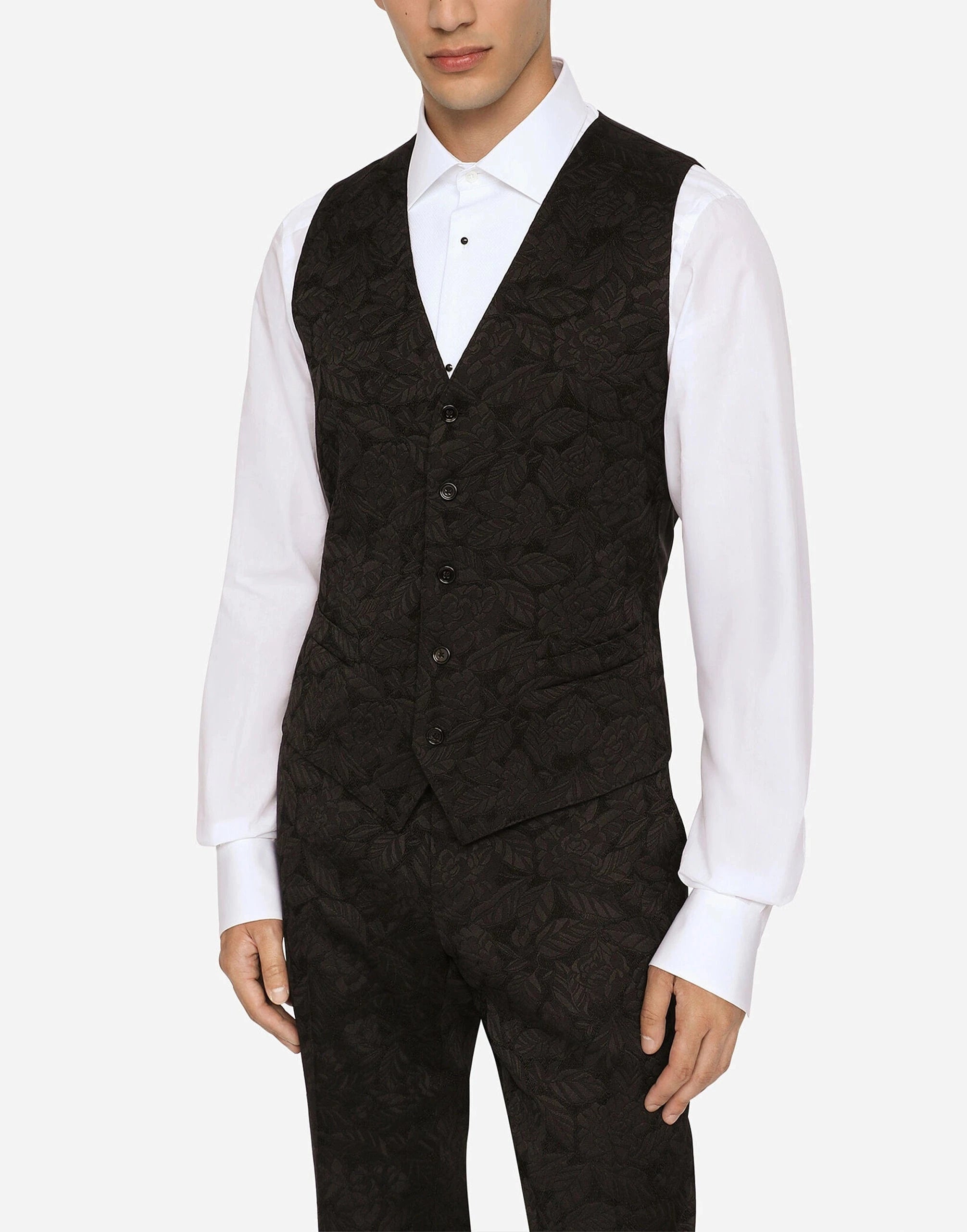 Dolce & Gabbana Three-Piece Floral Jacquard Martini Suit