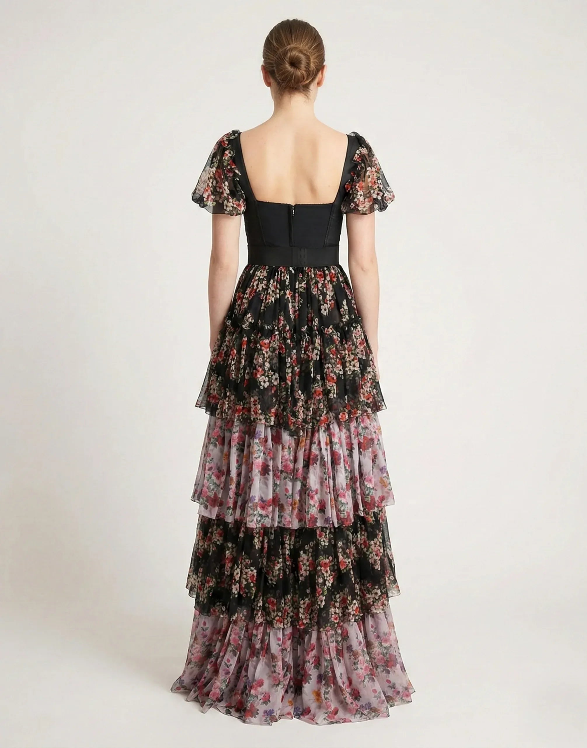 Dolce & Gabbana Dolce & Gabbana Tiered Shirred Floral-Print Silk Gown